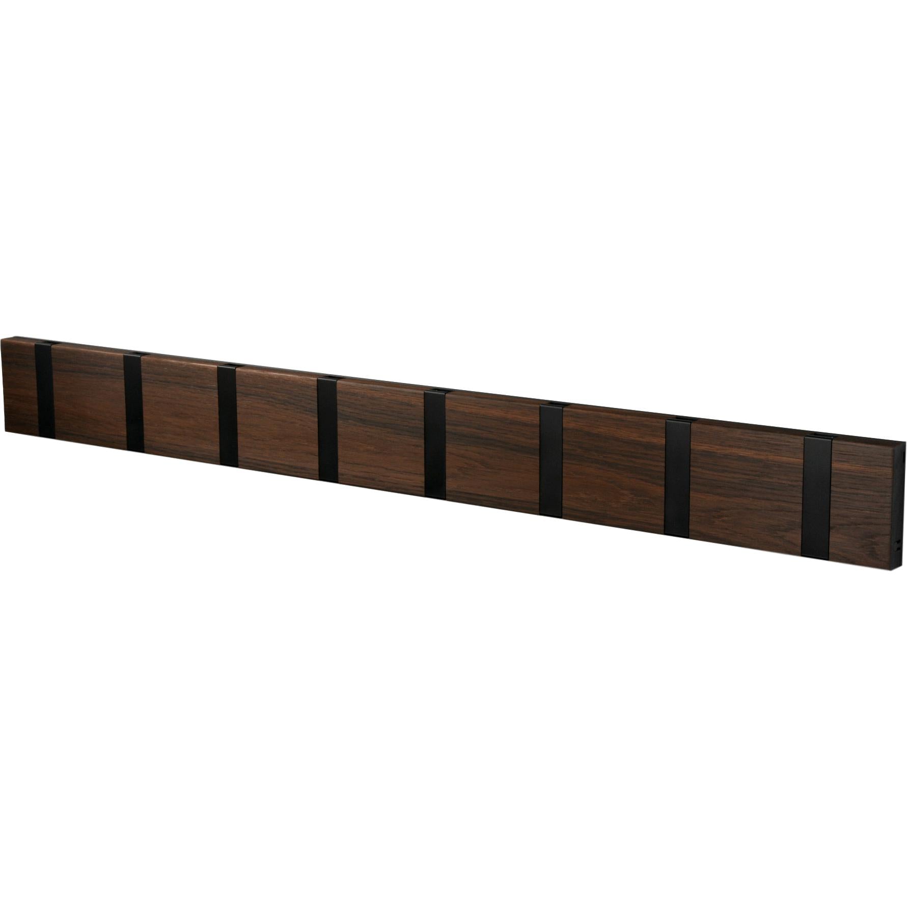 Loca Knax Horizontal Coat Rack 8 ganchos, roble tabac/negro