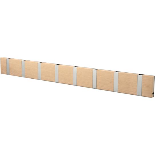 Loca Knax Horizontal Coat Rack 8 ganchos, roble no tratado/gris