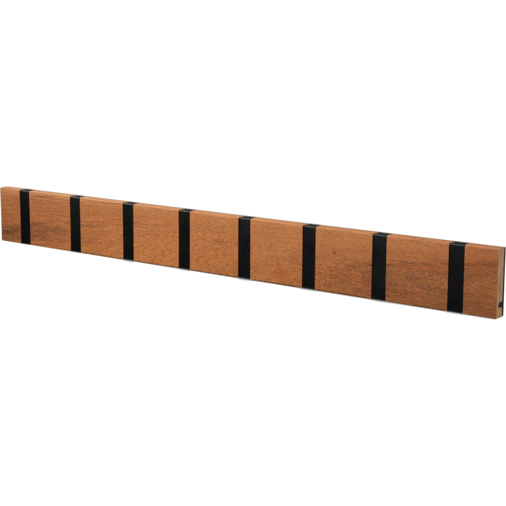 Loca Knax Horisontal Coat Rack 8 Hooks, Teak ubehandlet/sort