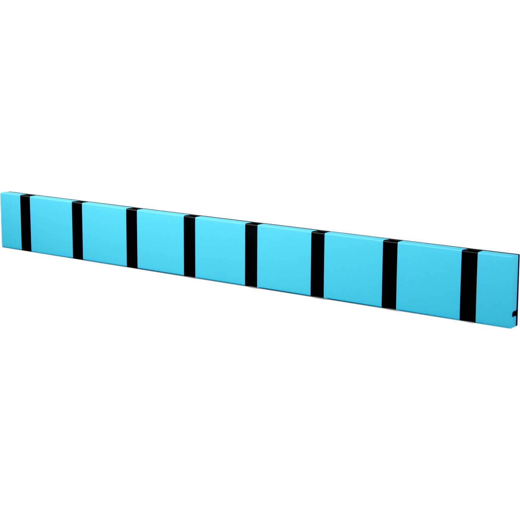 Loca Knax Horizontal Coat Rack 8 Hooks, Turquoise/Black