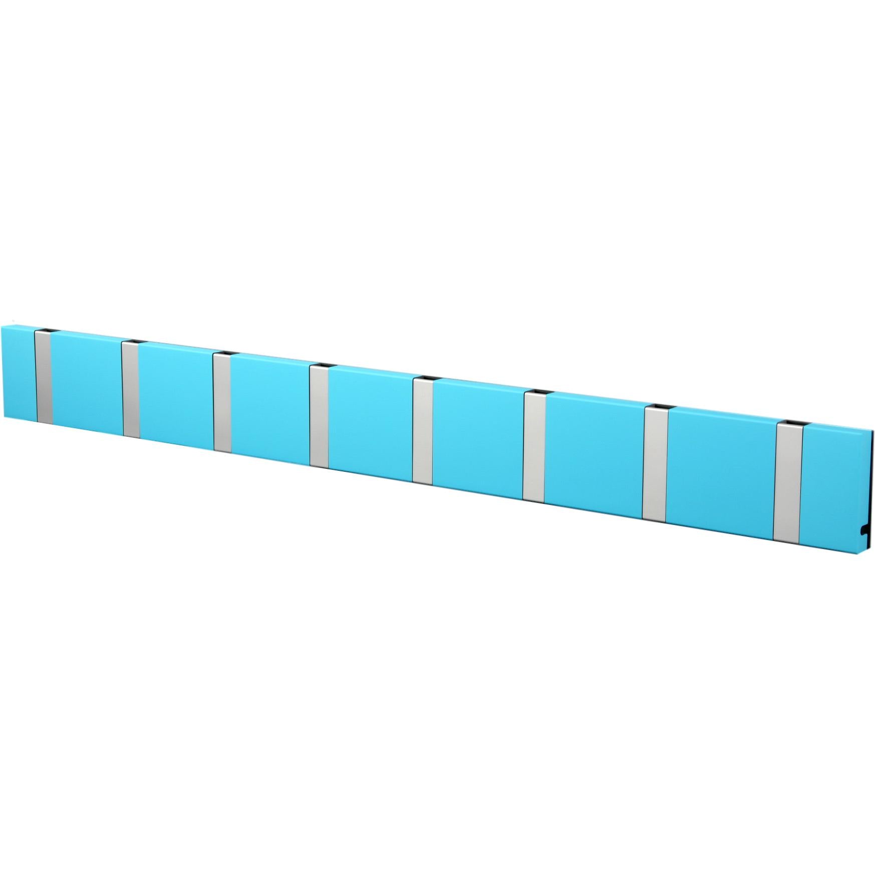 Loca Knax Horizontal Coat Rack 8 Hooks, Turquoise/Grey