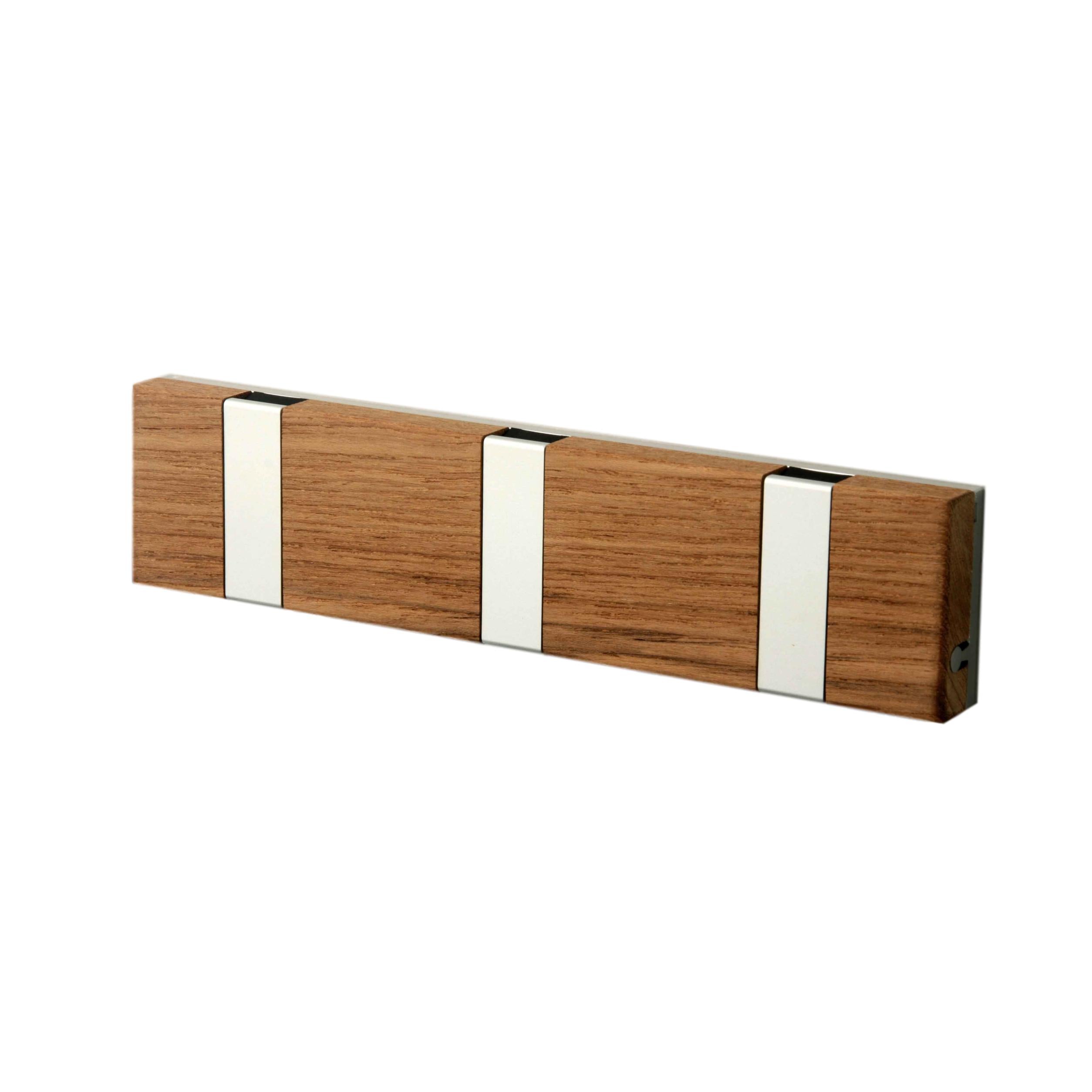 Loca Knax Lite Horizontal Coat Rack 3 Hooks, Teak Untreated/Grey