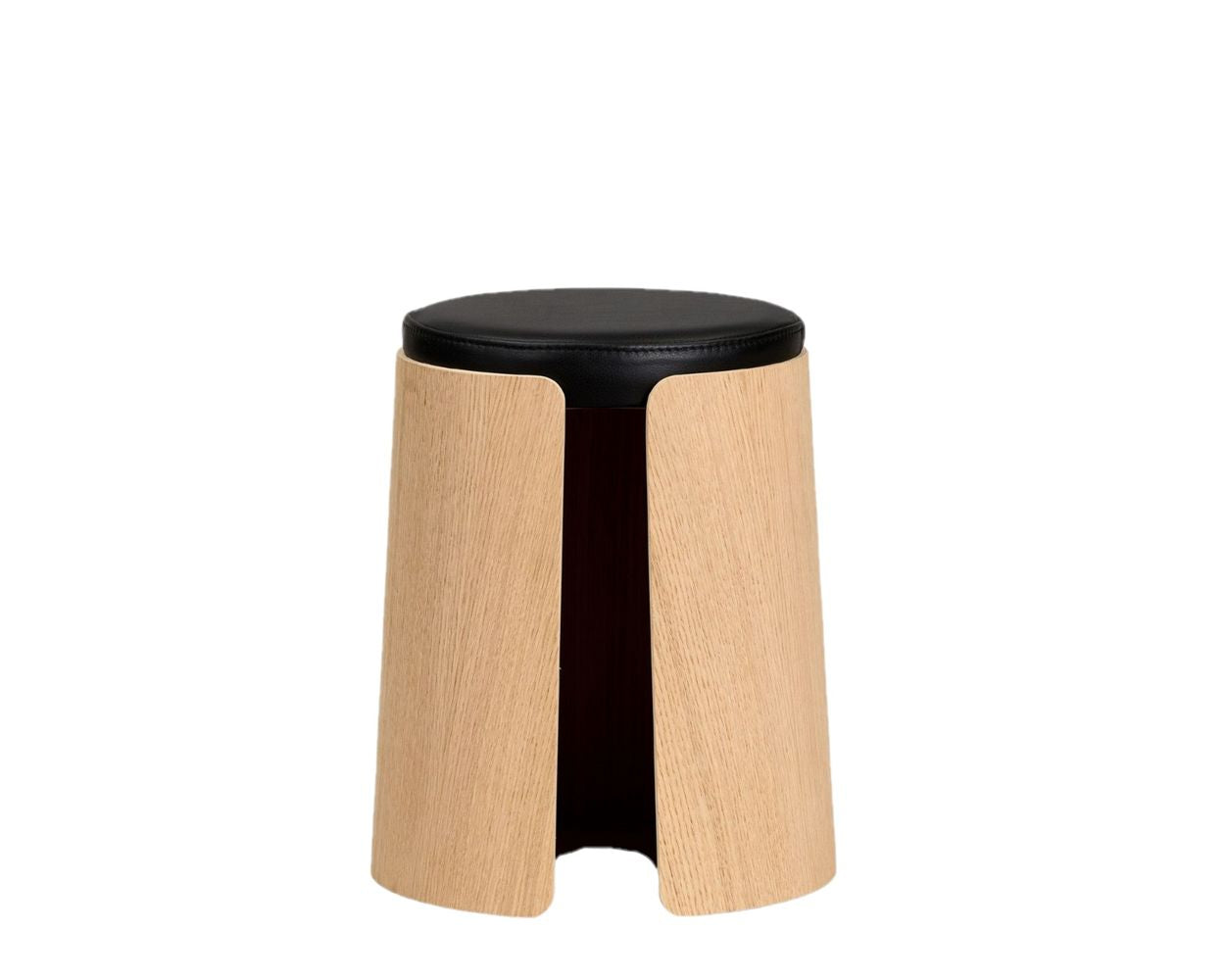 Loca Knax Stool Eiche Seifen/Schwarzes Lederkissen, mittelgroß