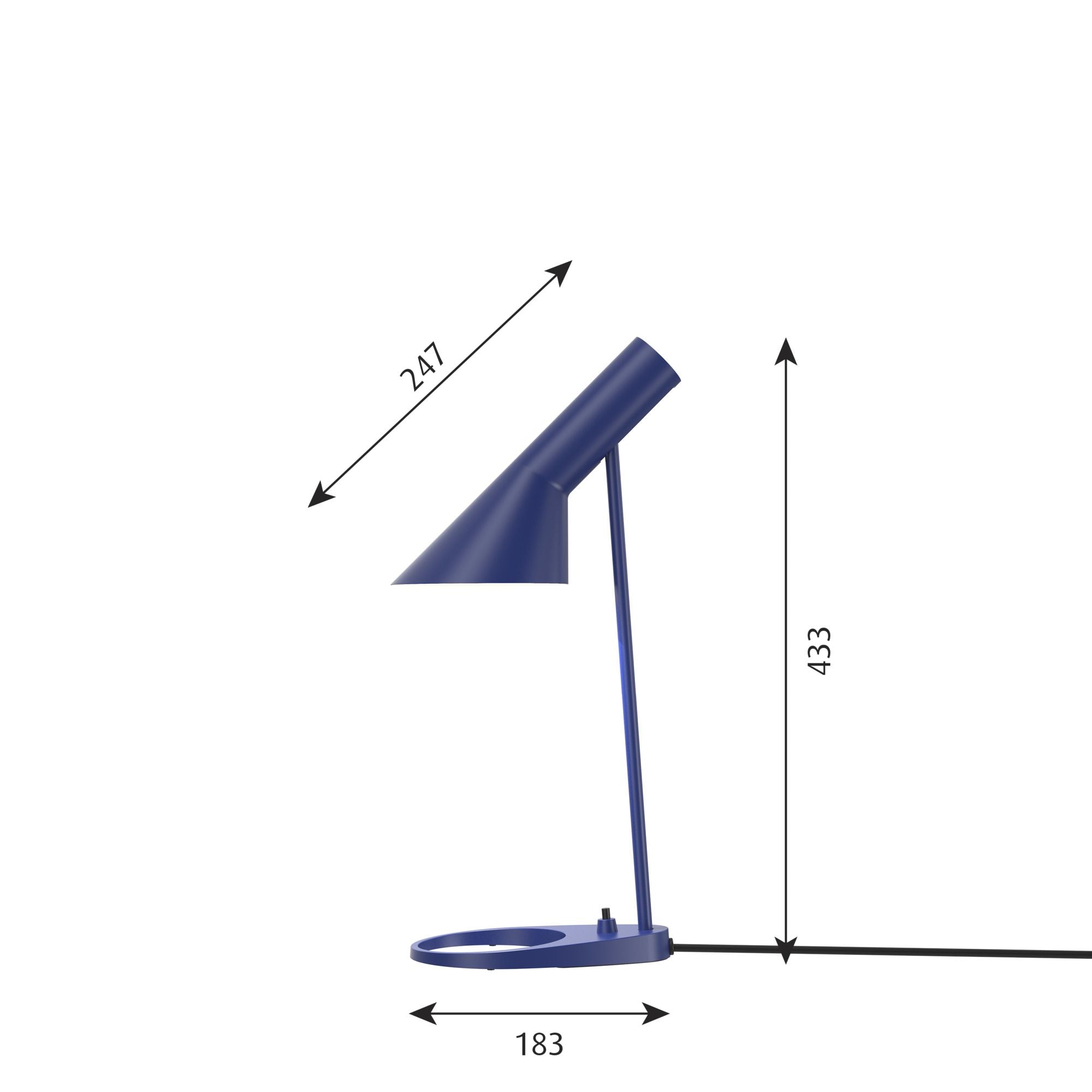 Louis Poulsen AJ Tischlampe Mini V3, Mitternacht blau