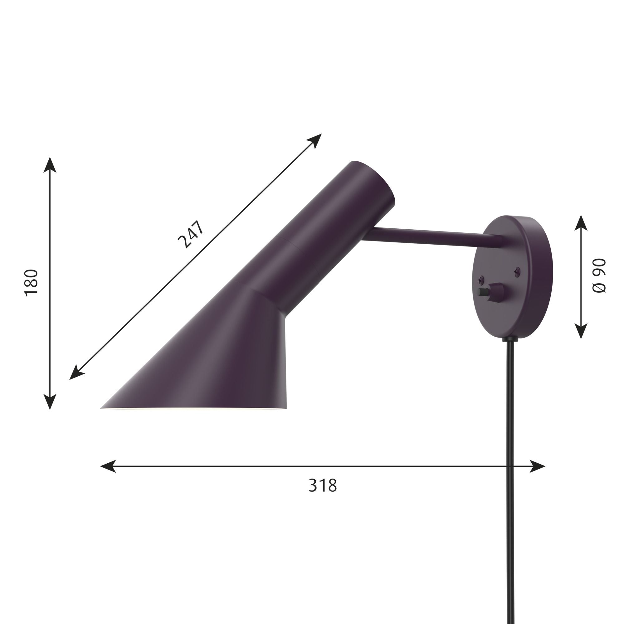 Louis Poulsen aj Wall Lamp V3, Aubergine