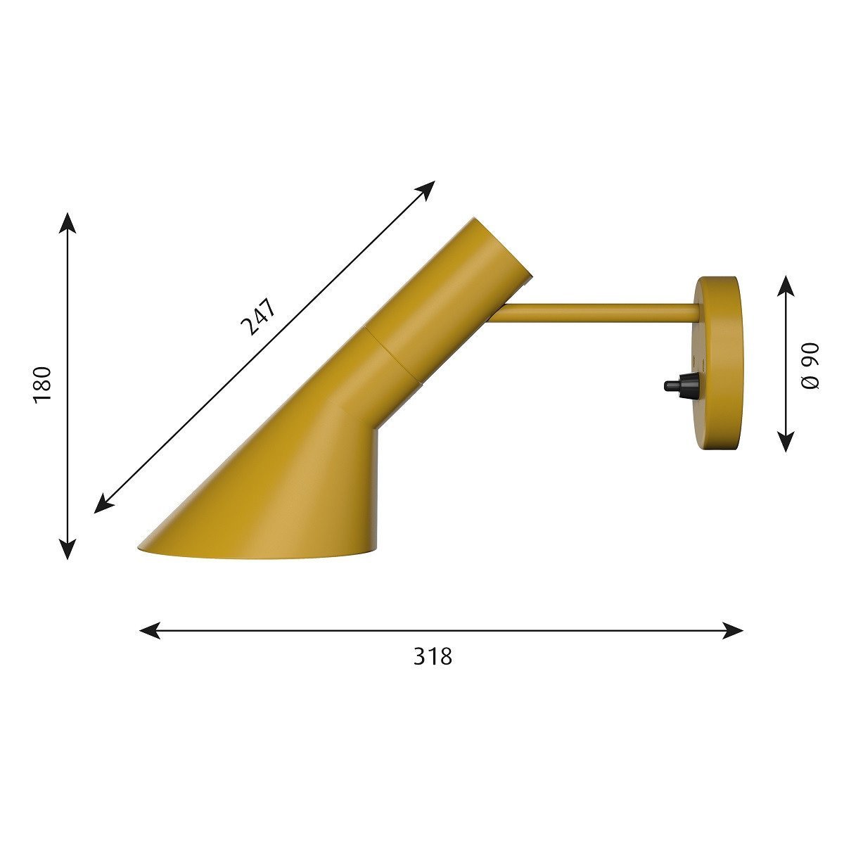 [product_category]-Louis Poulsen Aj Wall Lamp V3, Ochre Yellow-Louis Poulsen-5714693732968-5743150474-LOU-2