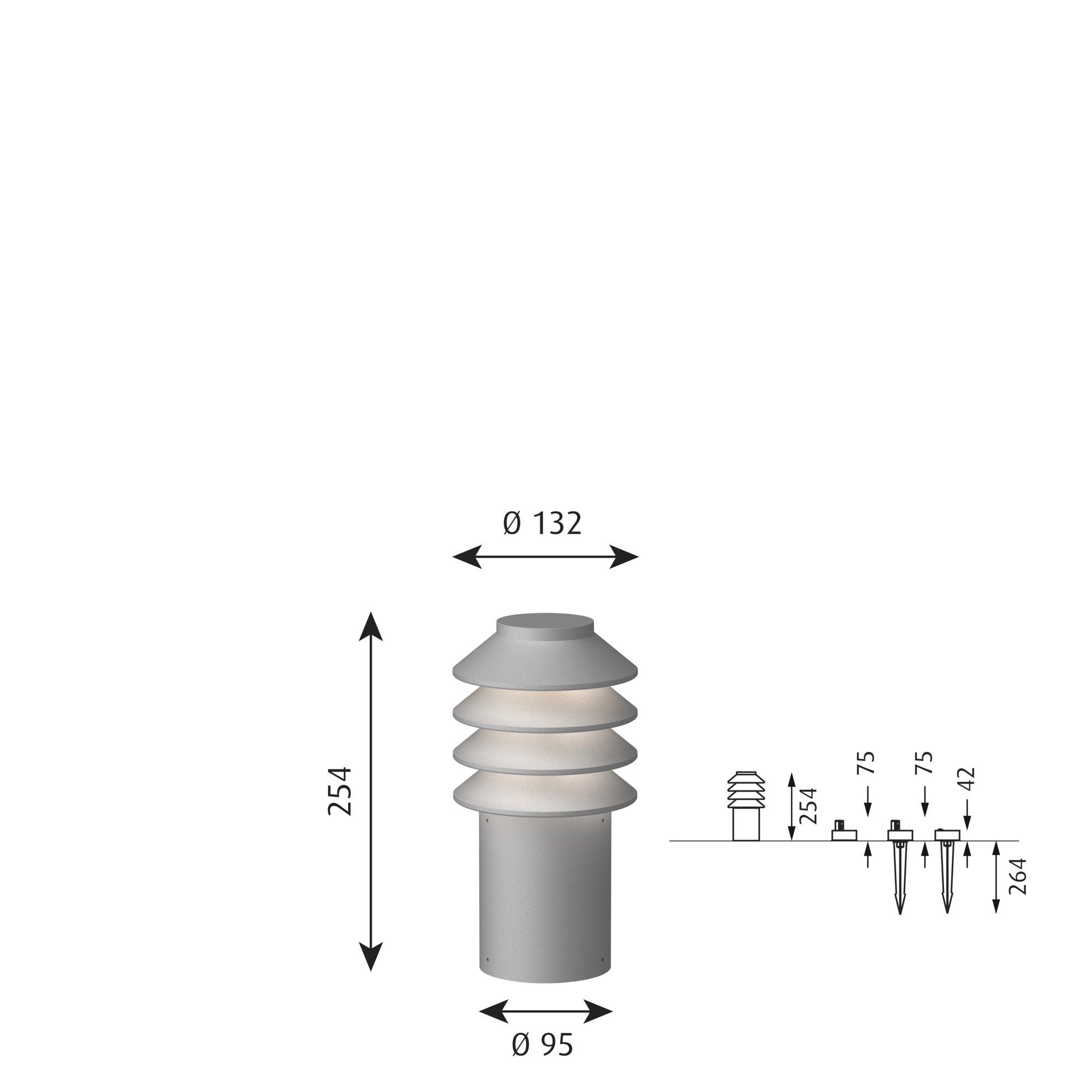 [product_category]-Louis Poulsen Bysted Garden Bollard Light Small Aluminium Led 3000 K With Base Plate O/Adapter-Louis Poulsen-5714693837595-5747404812-LOU-2