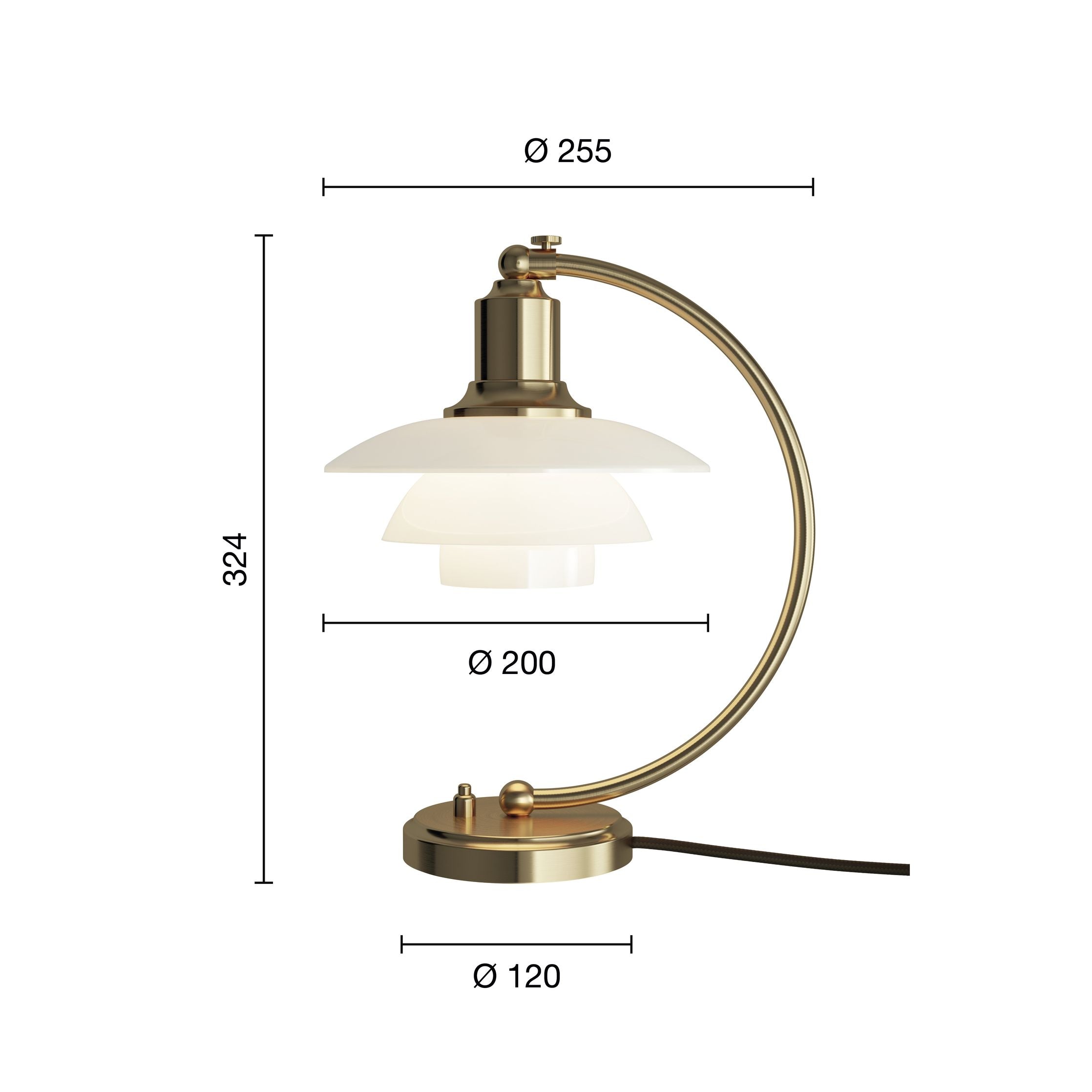 [product_category]-Louis Poulsen Ph 2/2 Luna Table Lamp, Brass/Opal Glass-Louis Poulsen-5714693290949-5744167699-LOU-3