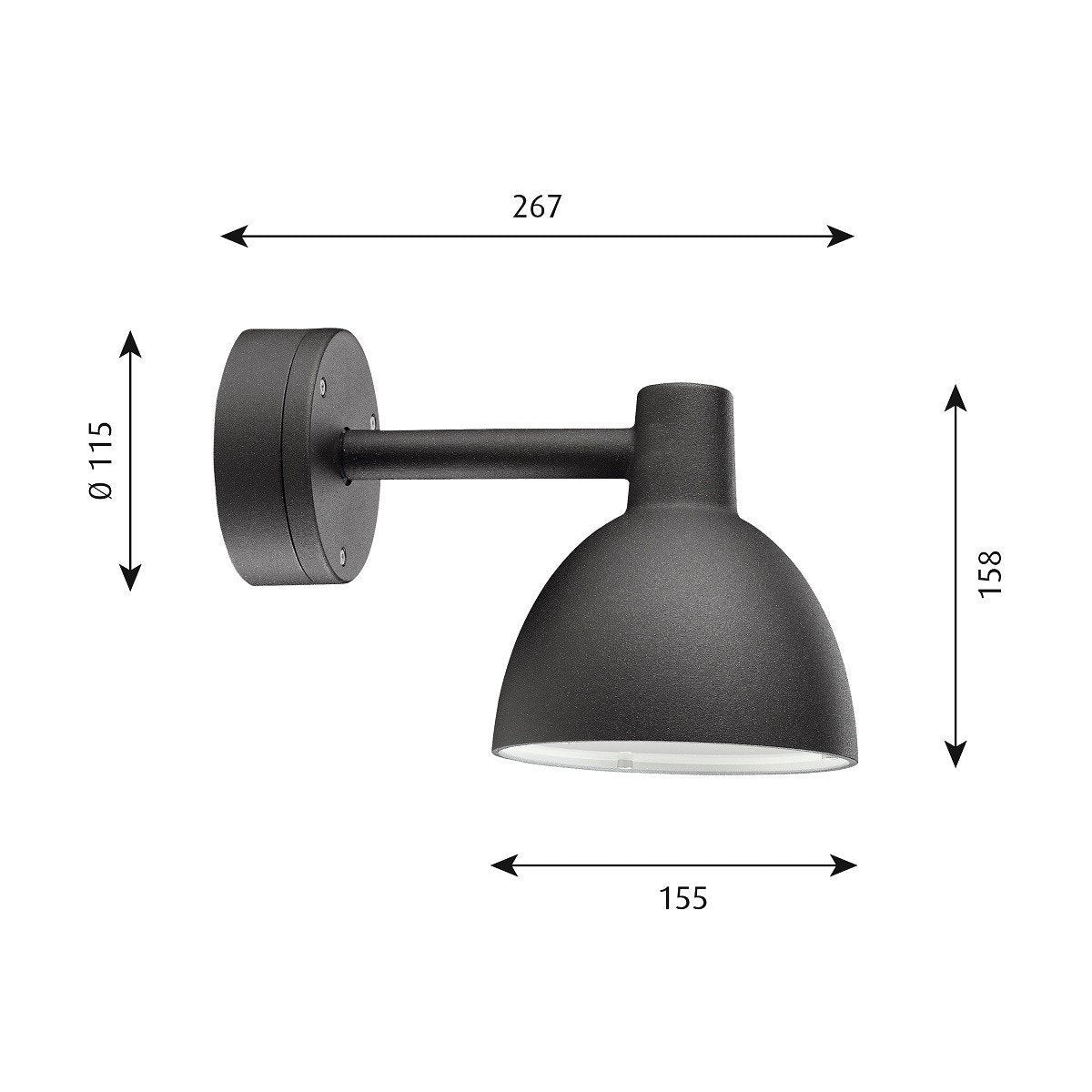 Louis Poulsen berättade för 155 vägglampa, svart