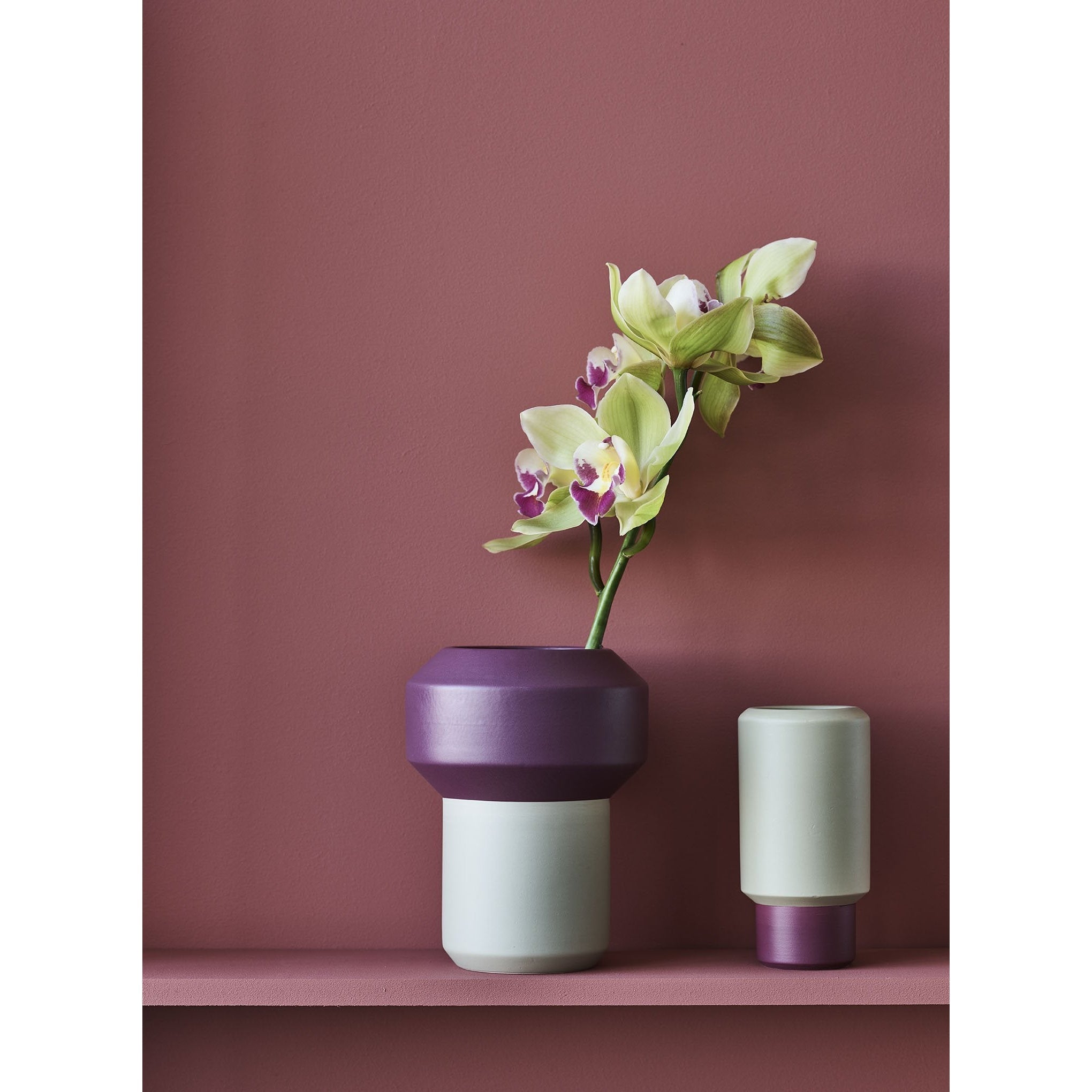 Lucie Kaas Fumario Vase Pistachio/Purple, 16,5 cm