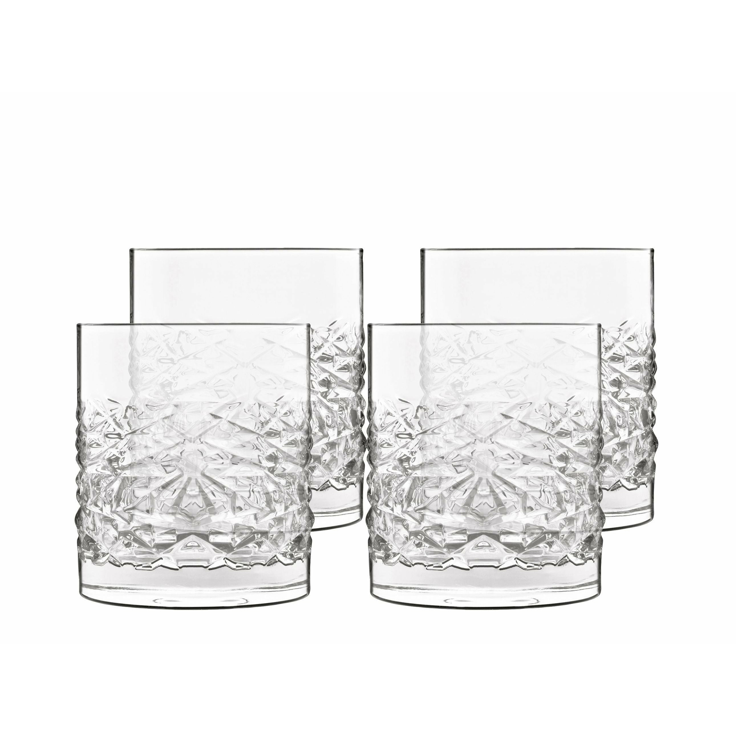 Luigi Bormioli Mixology Textures Water Glass/Whisky Glass, Sæt på 4