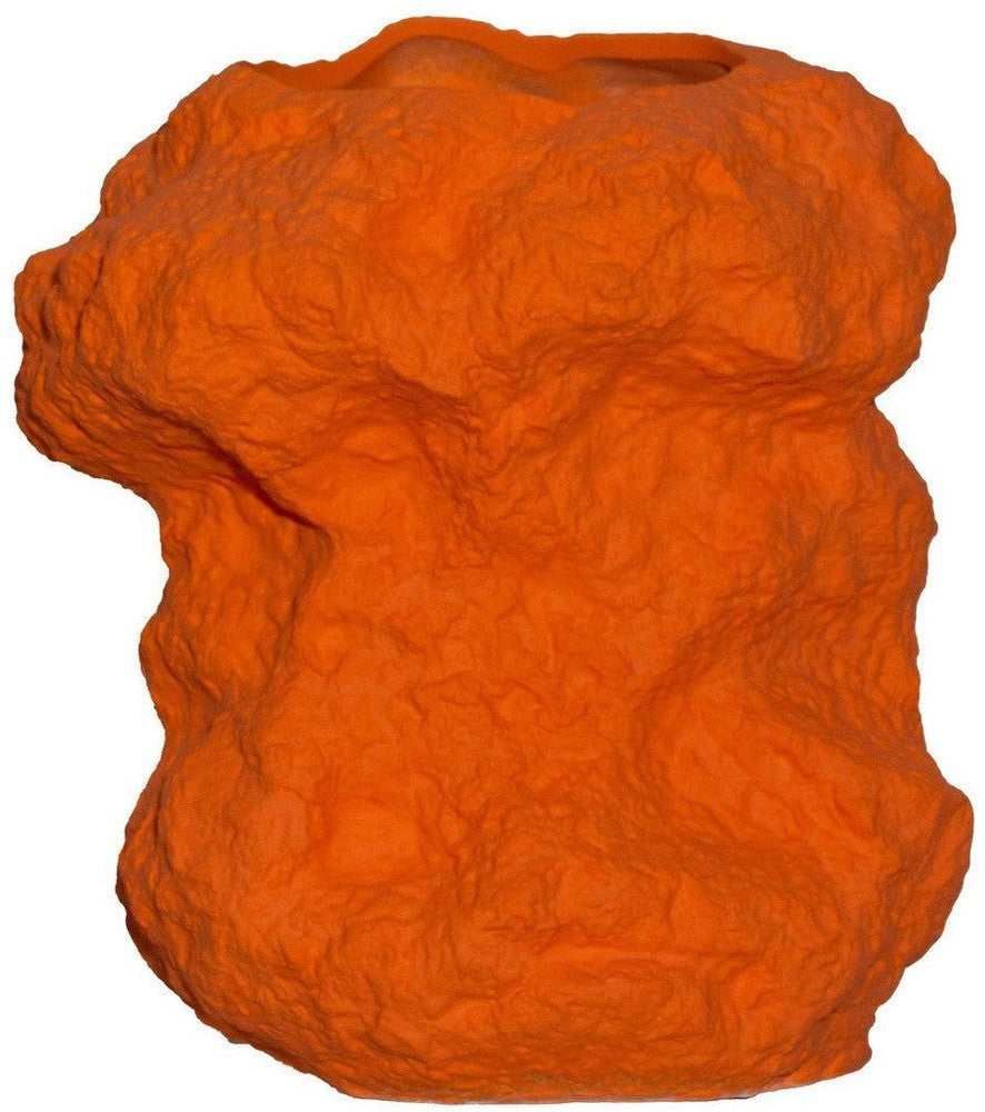 [product_category]-Modern design rock like vase in orange ceramic, CHU32OR-Harlequin Poplar-CHU32OR-1