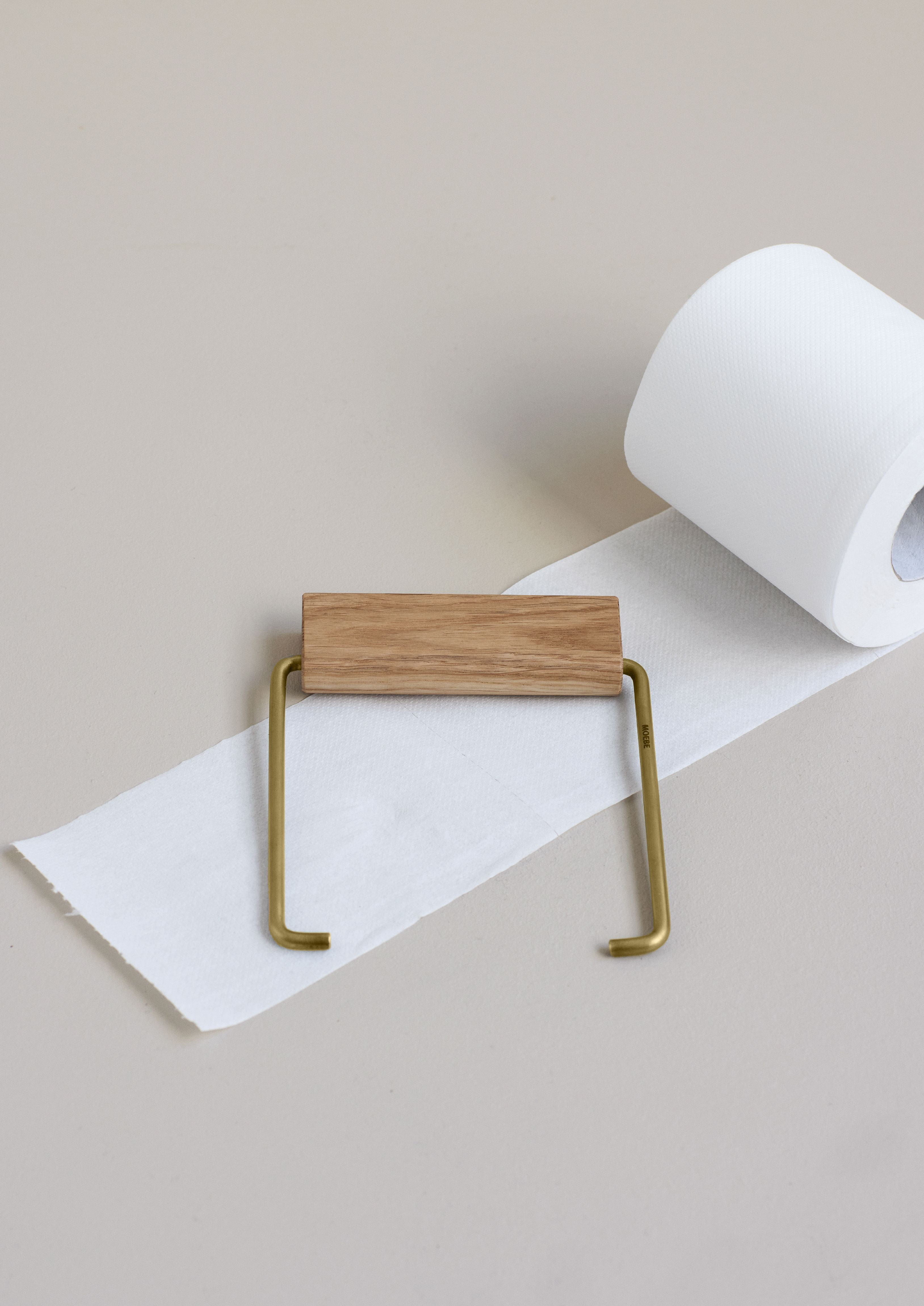 [product_category]-Moebe Toilet Paper Holder, Oak/Brass-Moebe-5713520017032-TRHOBR-MOE-5