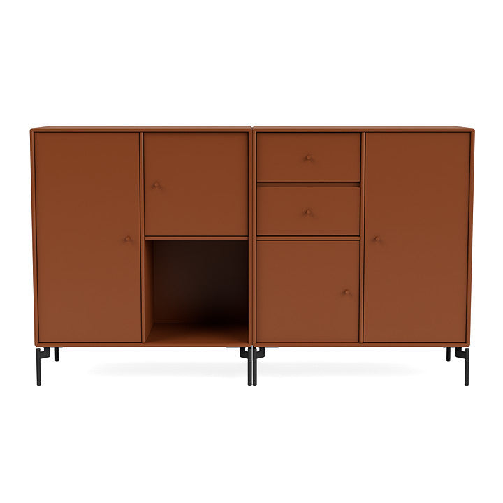 [product_category]-Montana Couple Sideboard With Legs, Hazelnut/Black-Montana Furniture-5714322614016-00COUPLE-146-03-MON-2