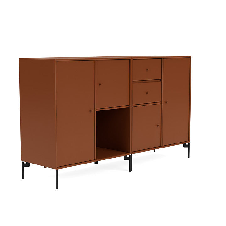 [product_category]-Montana Couple Sideboard With Legs, Hazelnut/Black-Montana Furniture-5714322614016-00COUPLE-146-03-MON-3