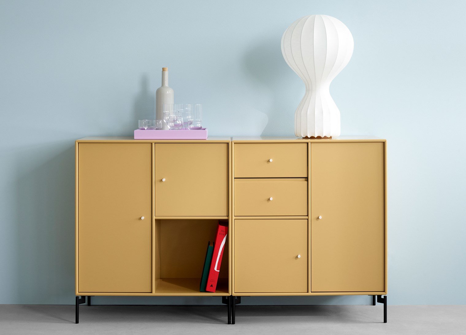 Montana Couple Sideboard With Legs, Oat/Brass