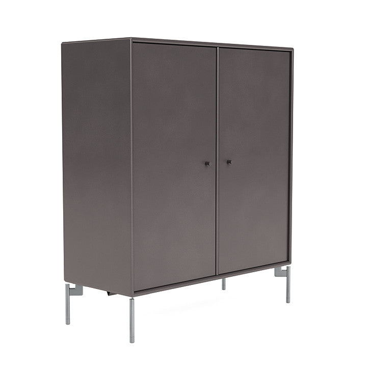 Cabinet de couverture du Montana avec des jambes, café / Matt Chrome