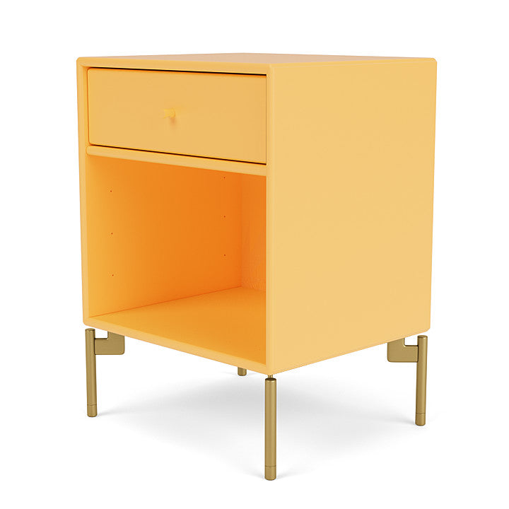 Montana Dream Nightstand avec les jambes, Acacia / Brass