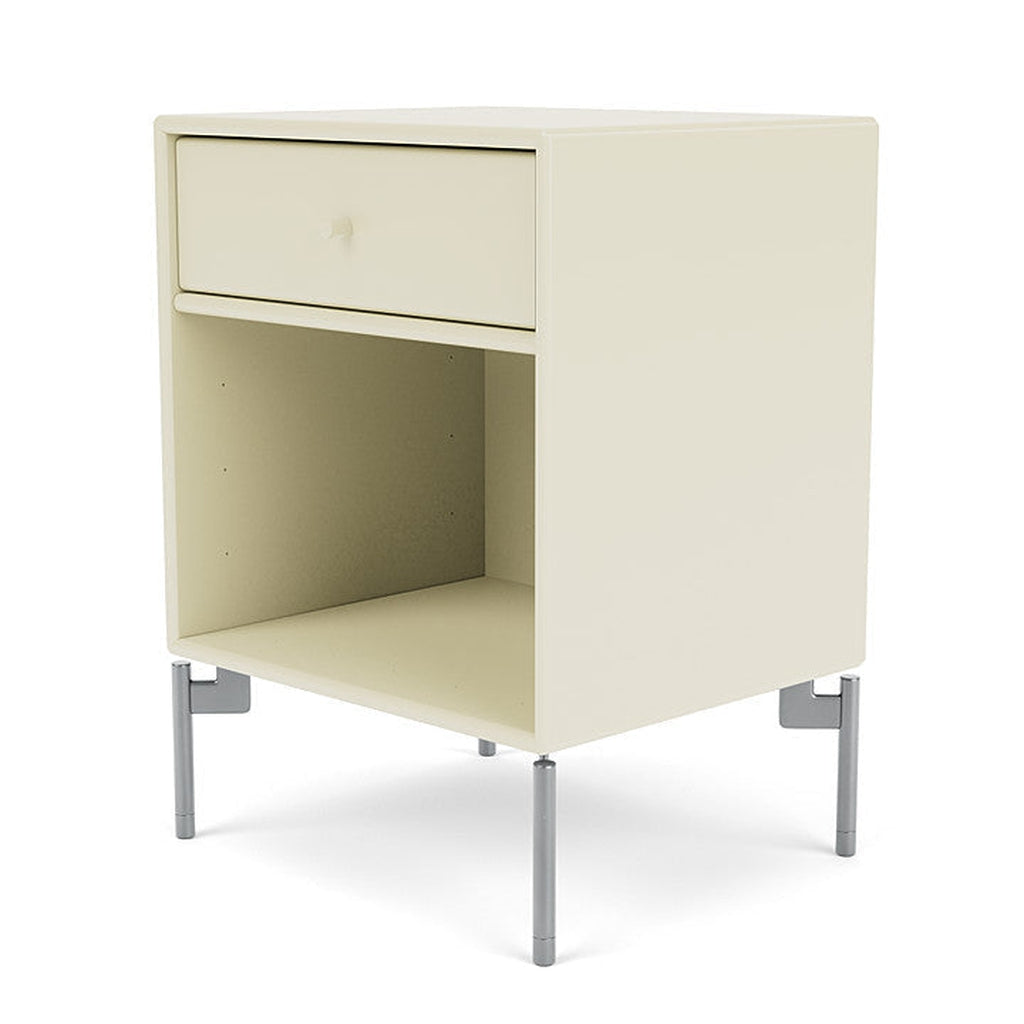 Montana Dream Nightstand With Legs, Vanilla/Matt Chrome