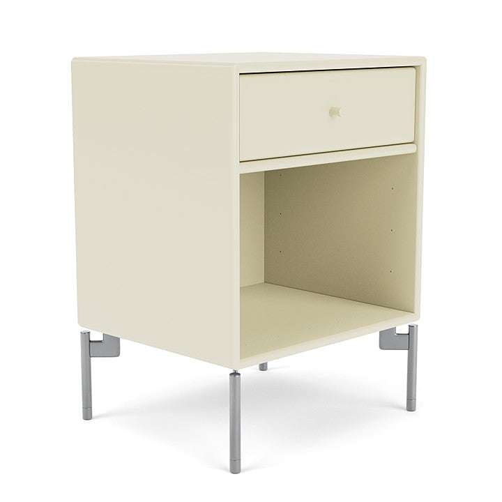 Montana Dream Nightstand With Legs, Vanilla/Matt Chrome