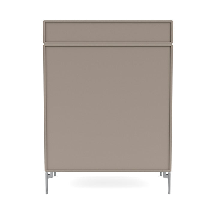 Montana Keep Chest Of Drawers With Legs, Truffle/Matt Chrome