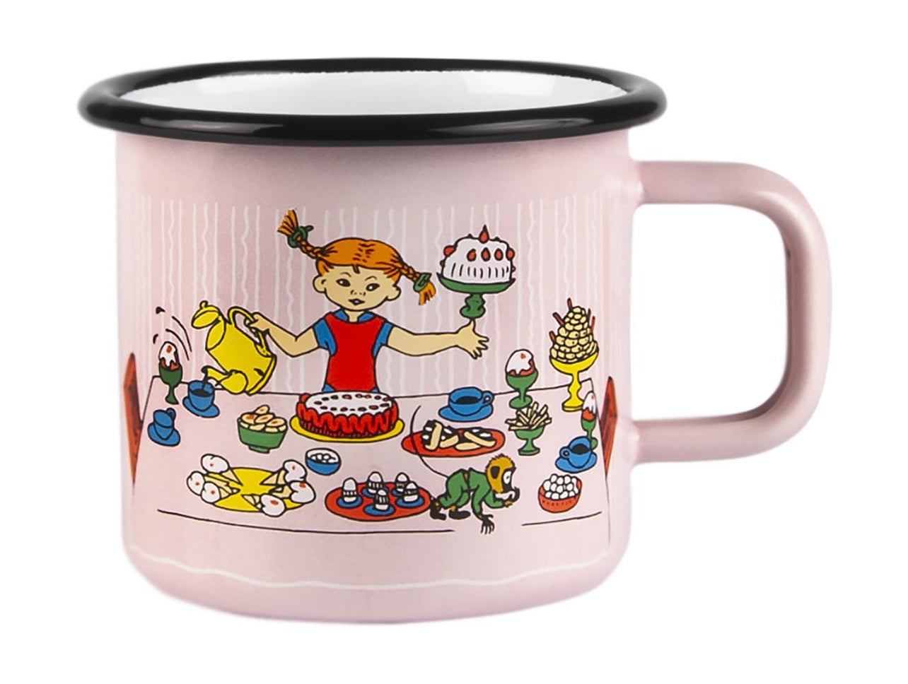 Muurla Pippi Taza de esmalte de larga duración, cumpleaños de Pippi