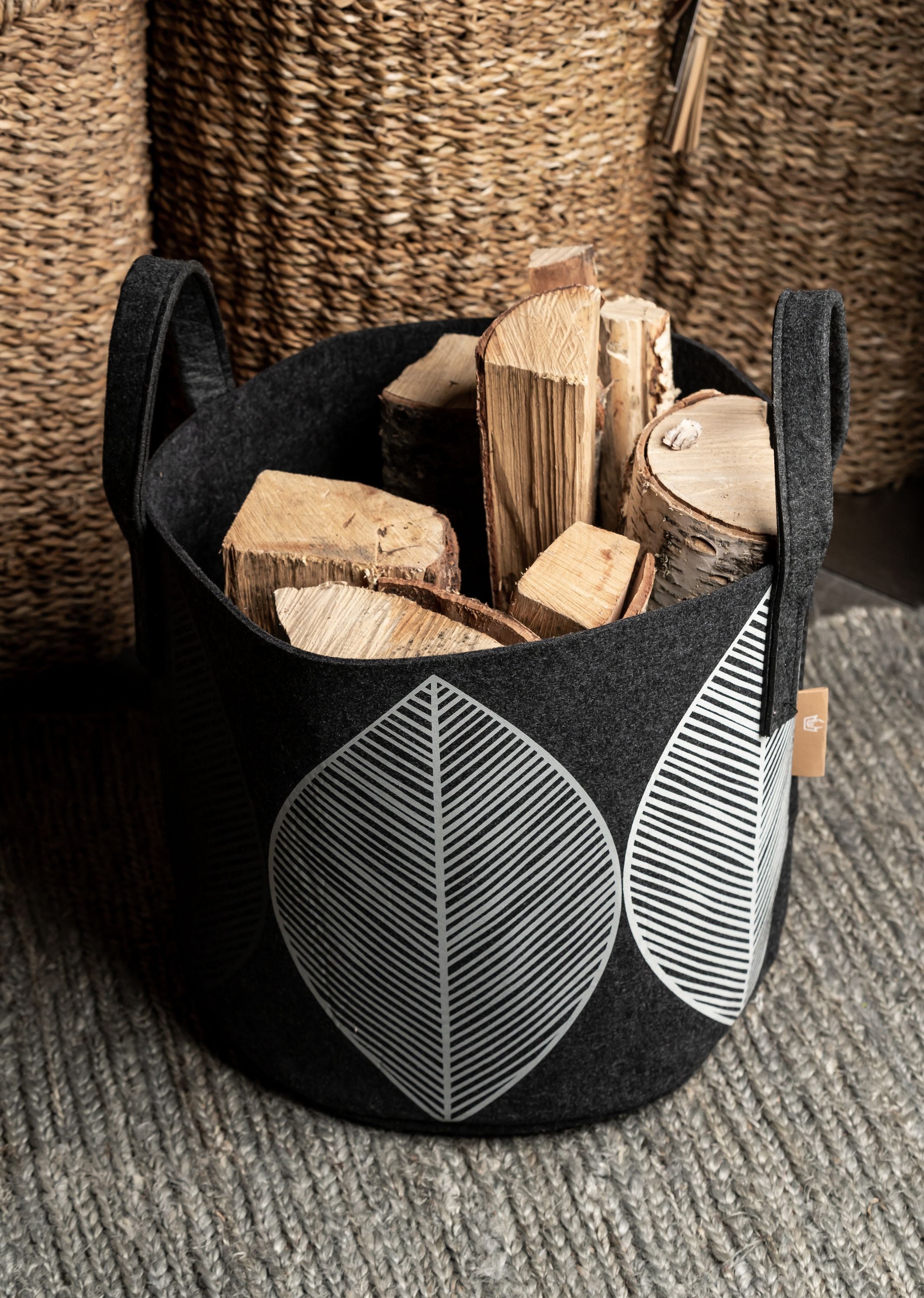 [product_category]-Muurla Storage Basket Leaf, Dark Grey-Muurla-6416114965267-32-300-04-MUU-2