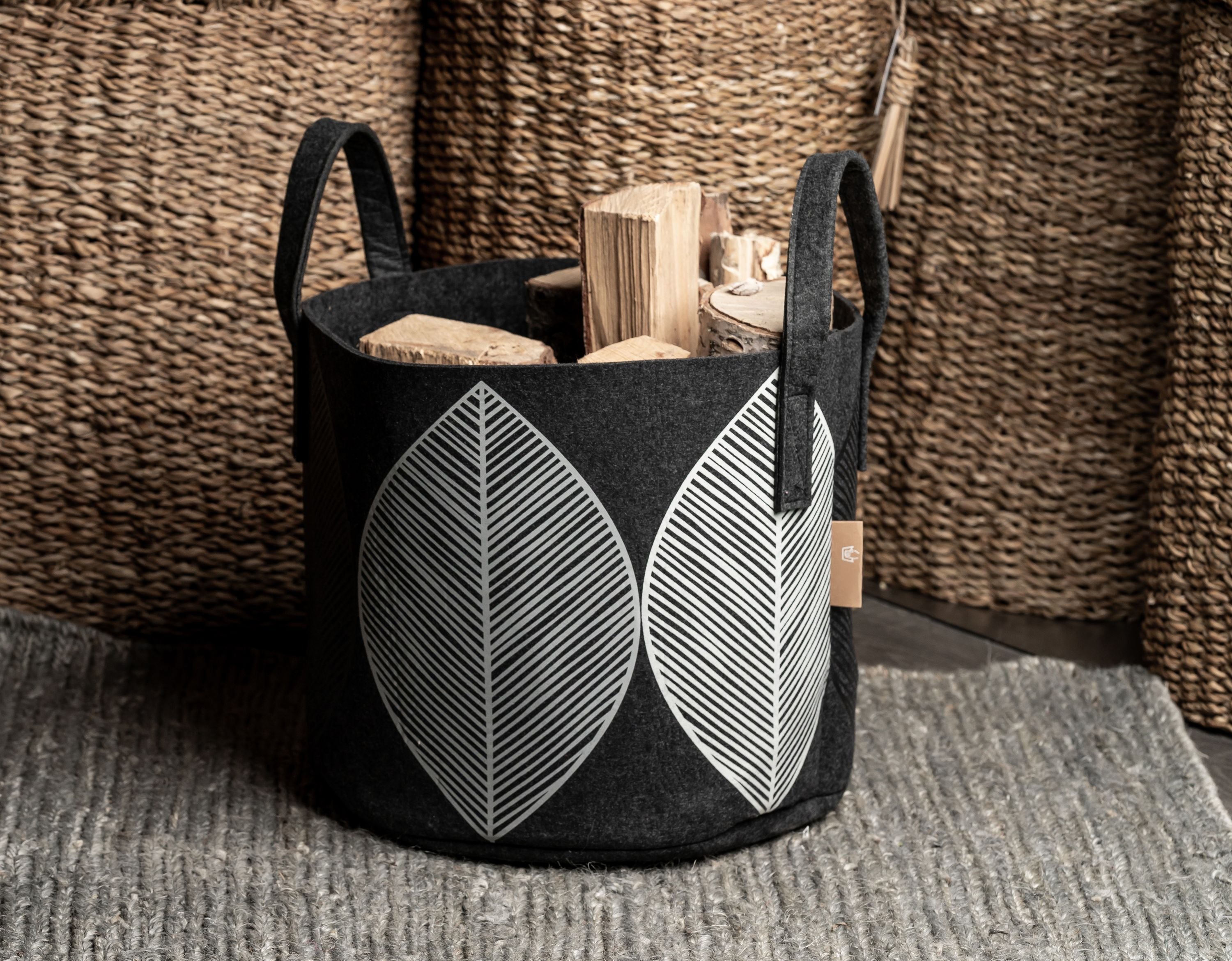 [product_category]-Muurla Storage Basket Leaf, Dark Grey-Muurla-6416114965267-32-300-04-MUU-3