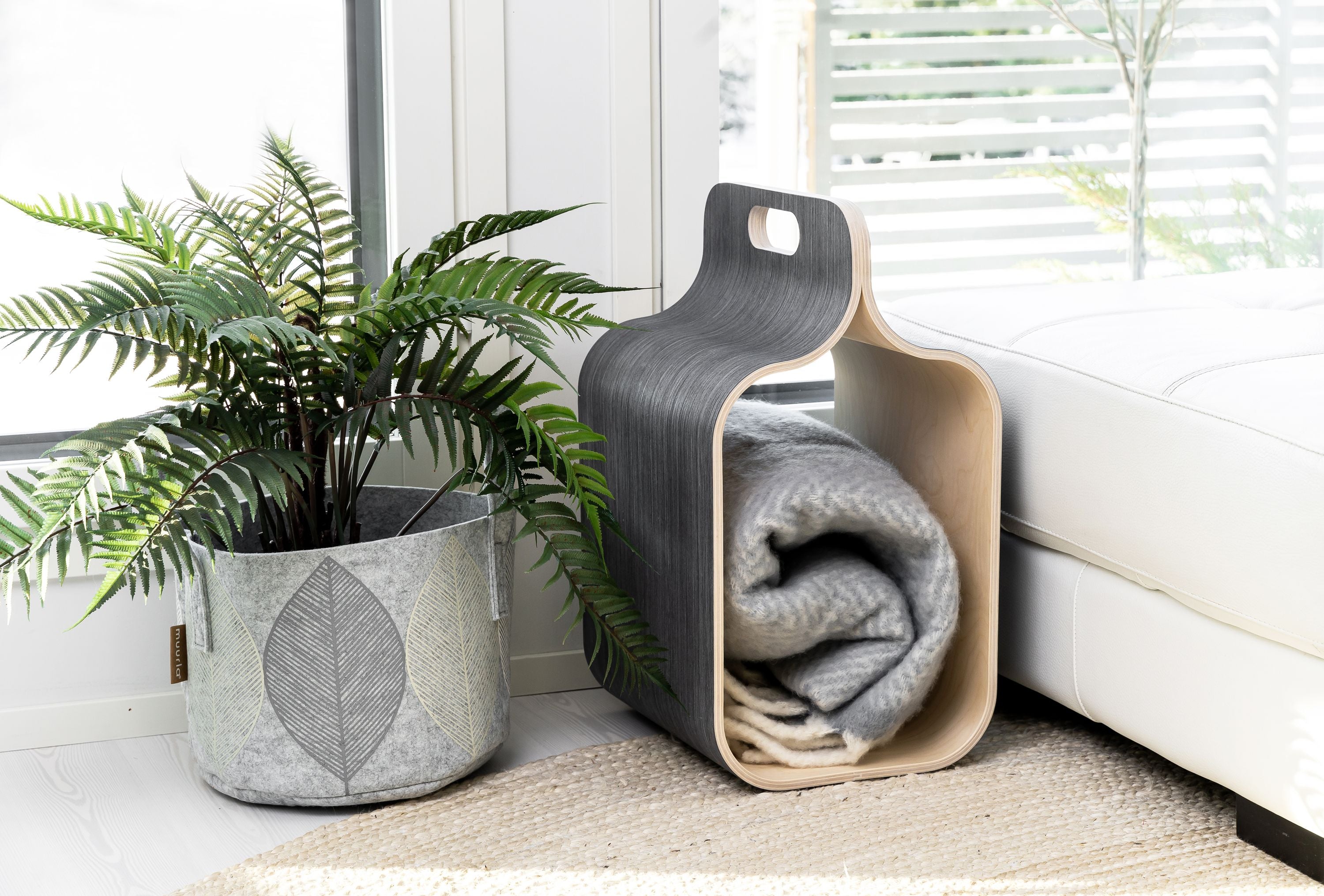 [product_category]-Muurla Storage Basket Leaf, Light Grey-Muurla-6416114965274-32-170-02-MUU-2