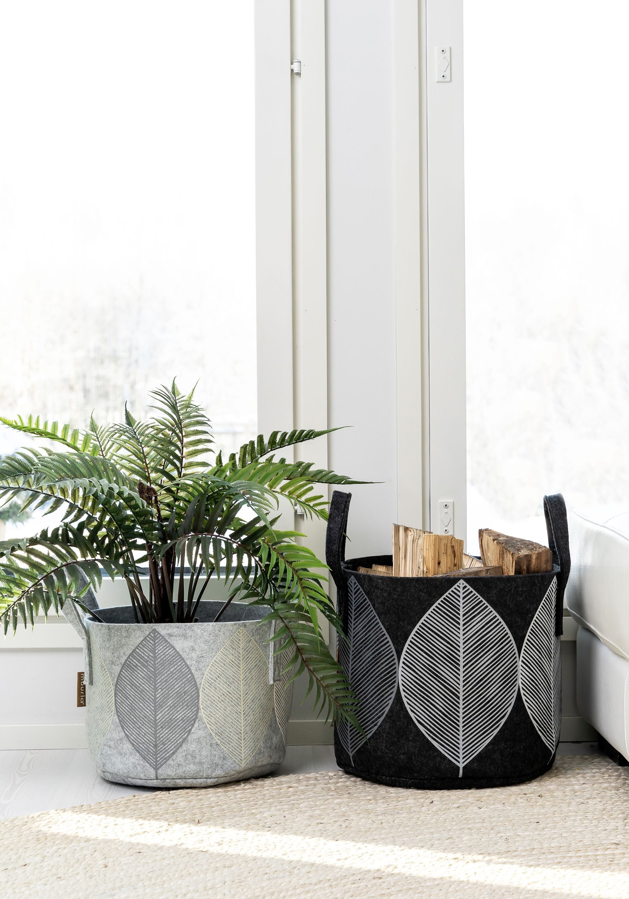 [product_category]-Muurla Storage Basket Leaf, Light Grey-Muurla-6416114965274-32-170-02-MUU-5