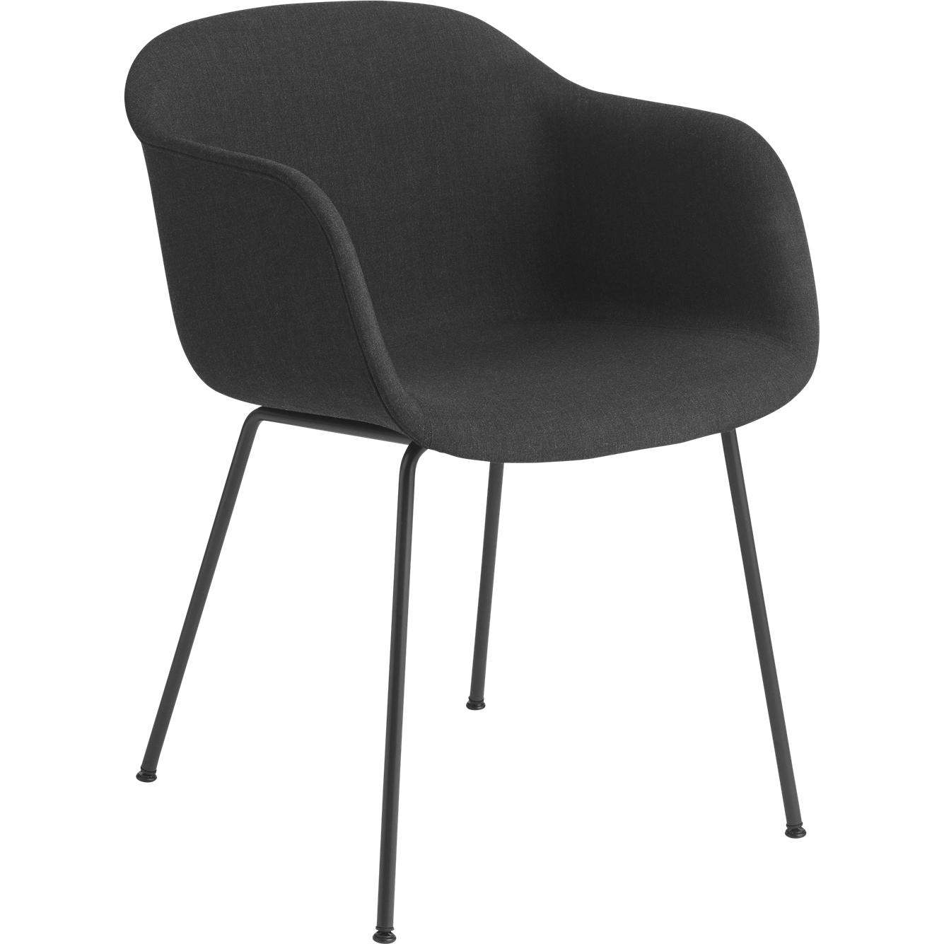 Muuto Fiber Armchair Tube Base, Fabric Seat, Black