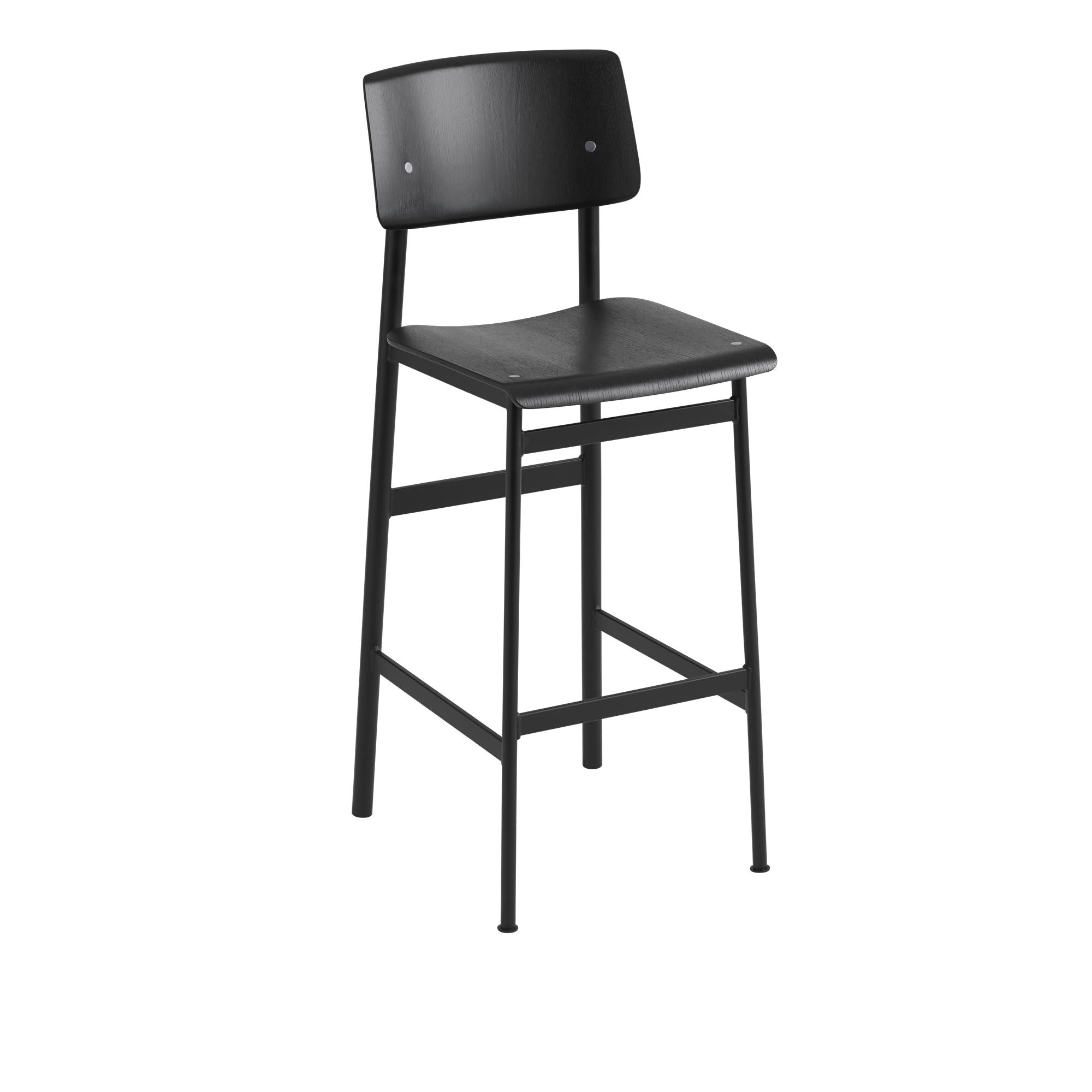 Muuto Loft Bar Cadeir Oak, H 75 cm, preto