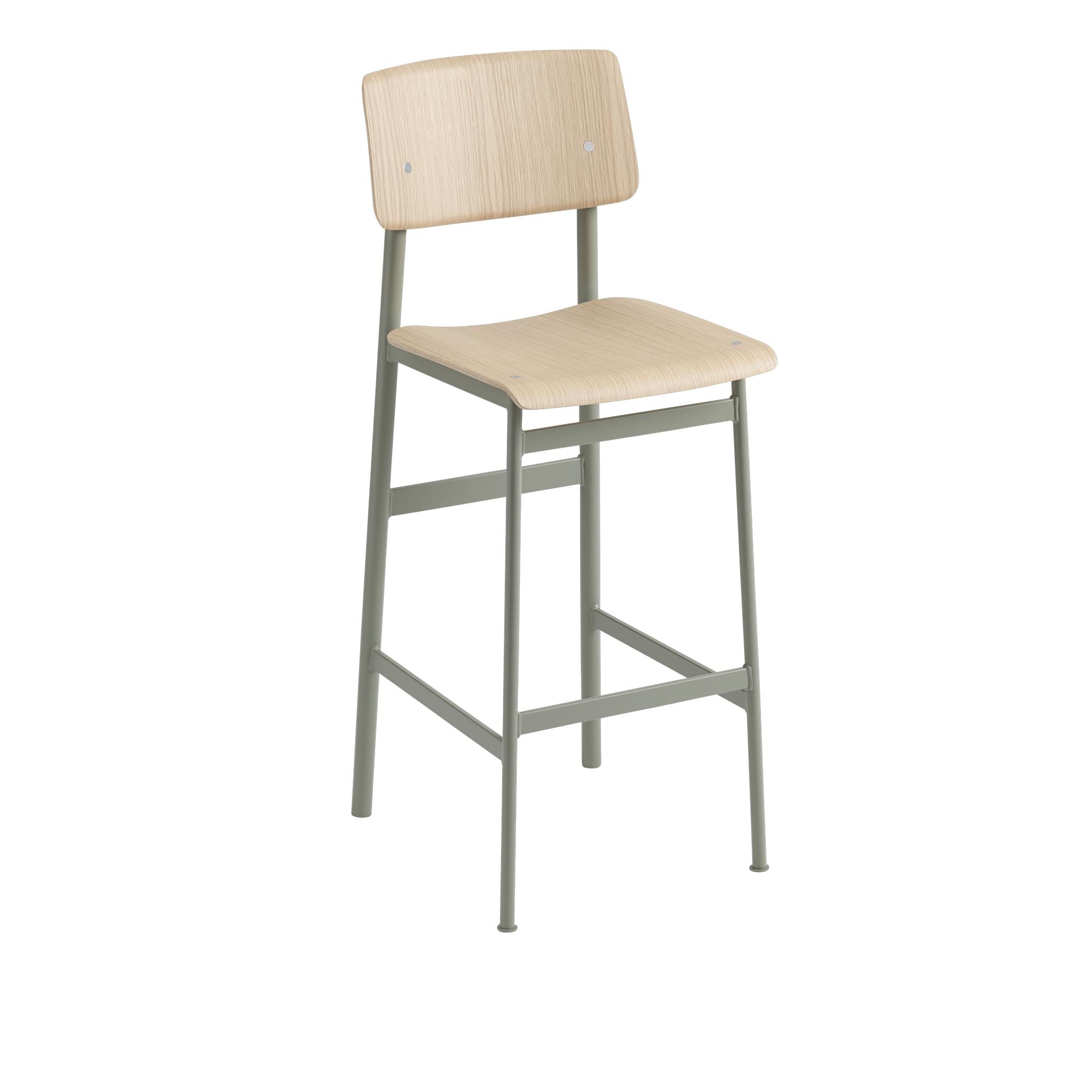 Muuto Loft Bar Chair Oak, H 75 cm, Dusty Green/Oak