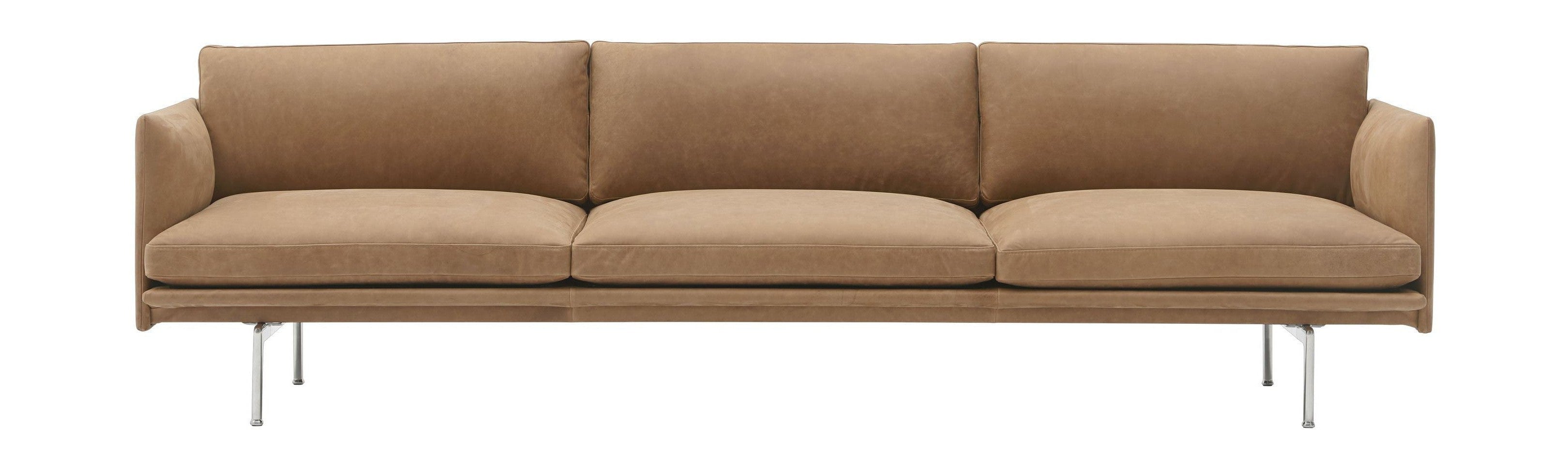 Muuto skitserer sofa 3 sæder Grace Leather, Camel/Aluminium