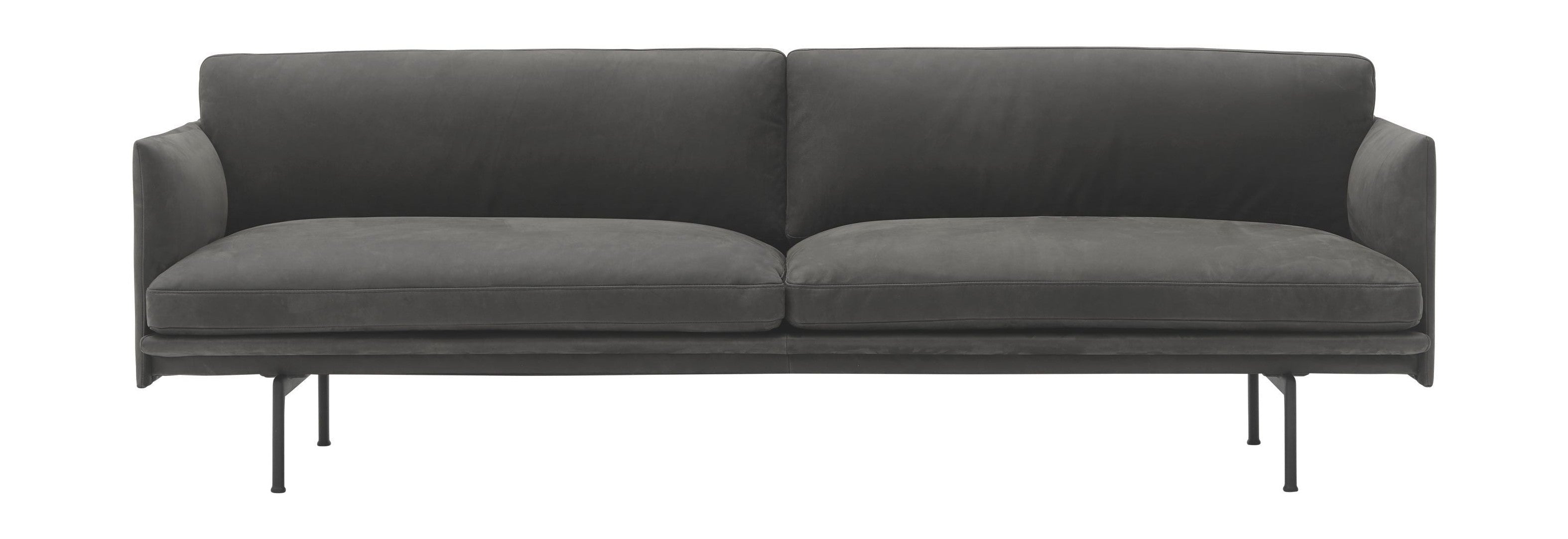 Muuto skitserer sofa 3 sæder Grace læder, grå/sort