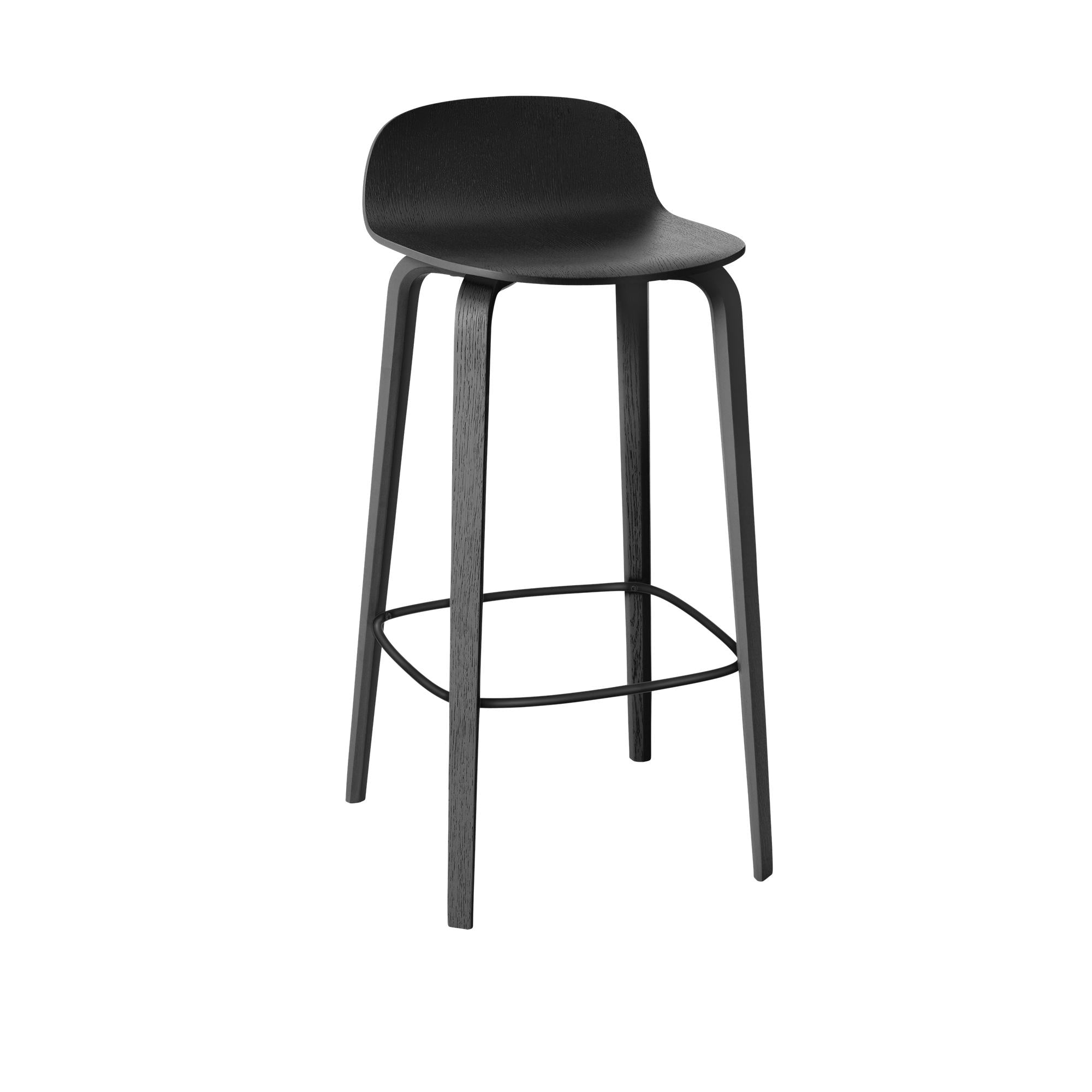 Muuto Visu Barstool Holzbeine, H 75 cm, schwarz