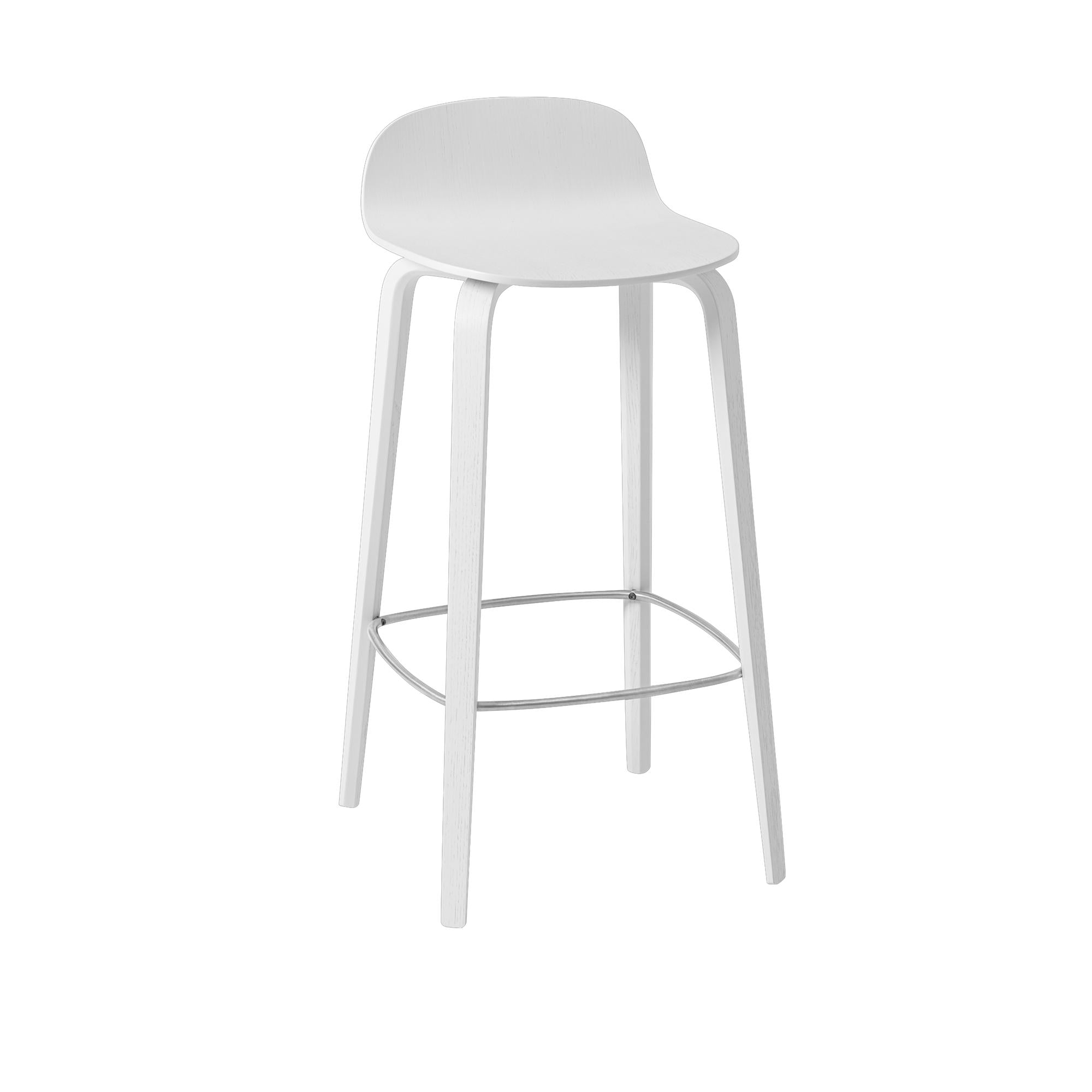 Muuto Visu Barstool Holzbeine, H 75 cm, weiß