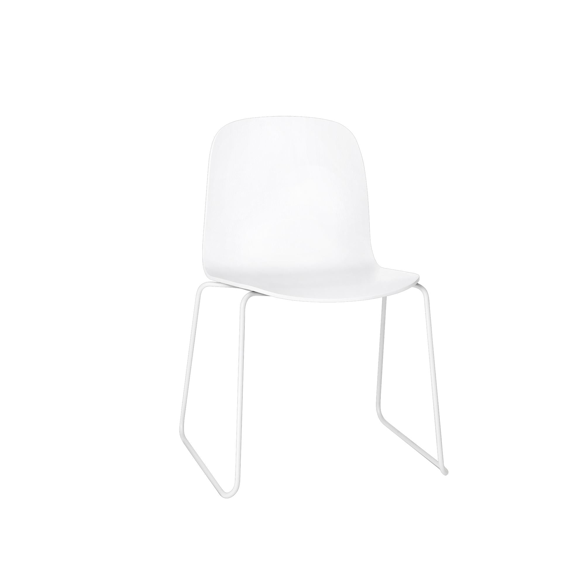 MUUTO VISU Cadeira de trenó Base, assento de madeira, branco