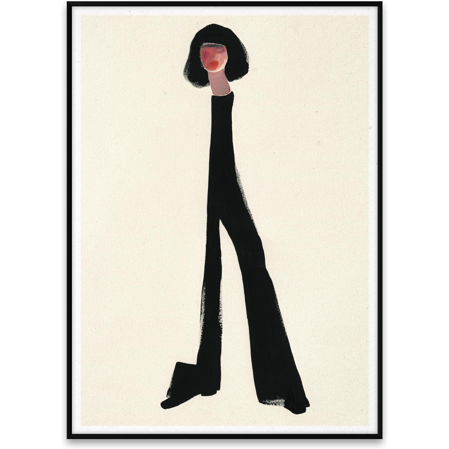 Affiche de pantalon noir collectif en papier, 30x40 cm