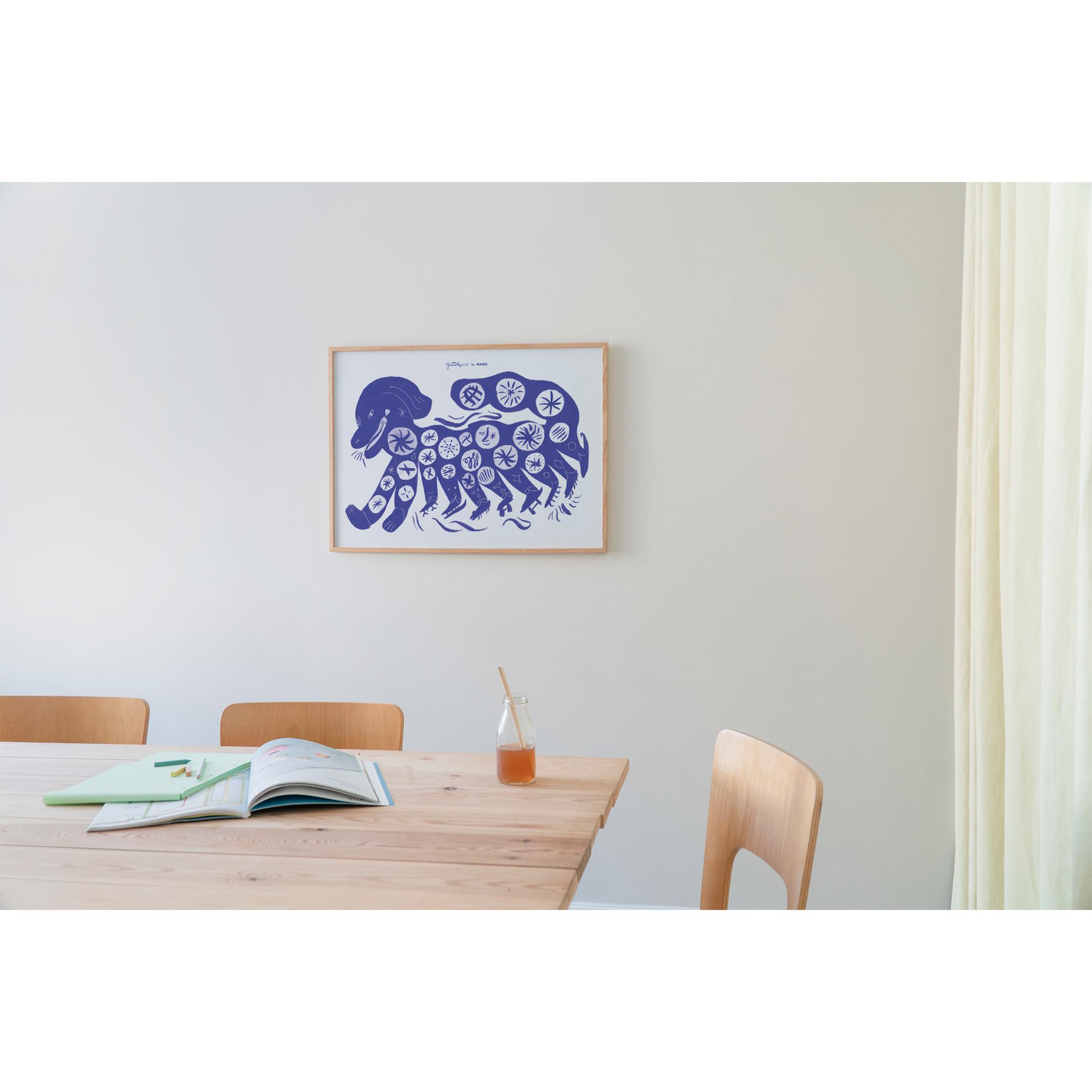 Paper Collective Chinese hondenposter 50x70 cm, blauw