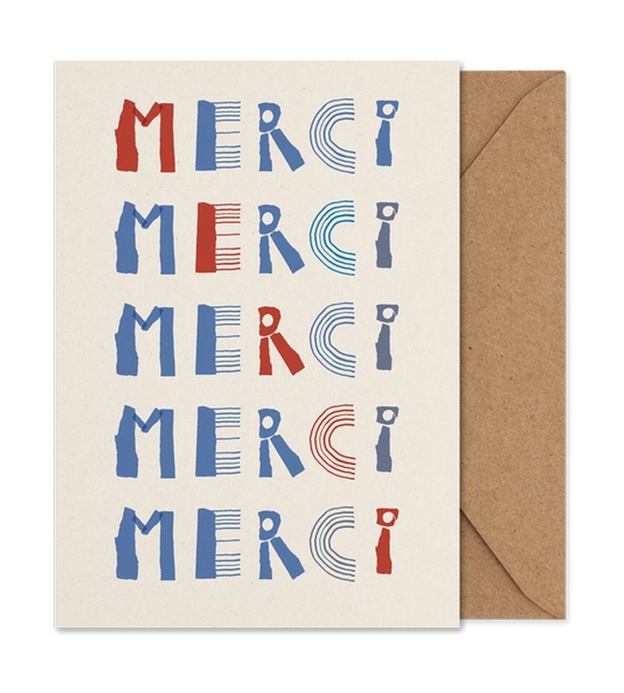 Affiche de carte d'art collective de papier Merci, A5