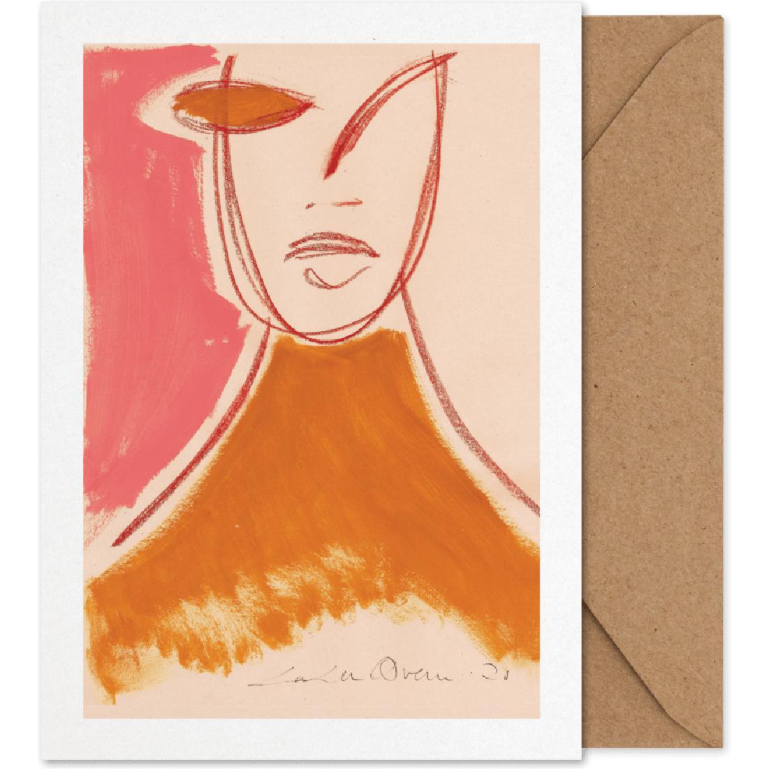 Carte d'art de portrait rose collectif en papier