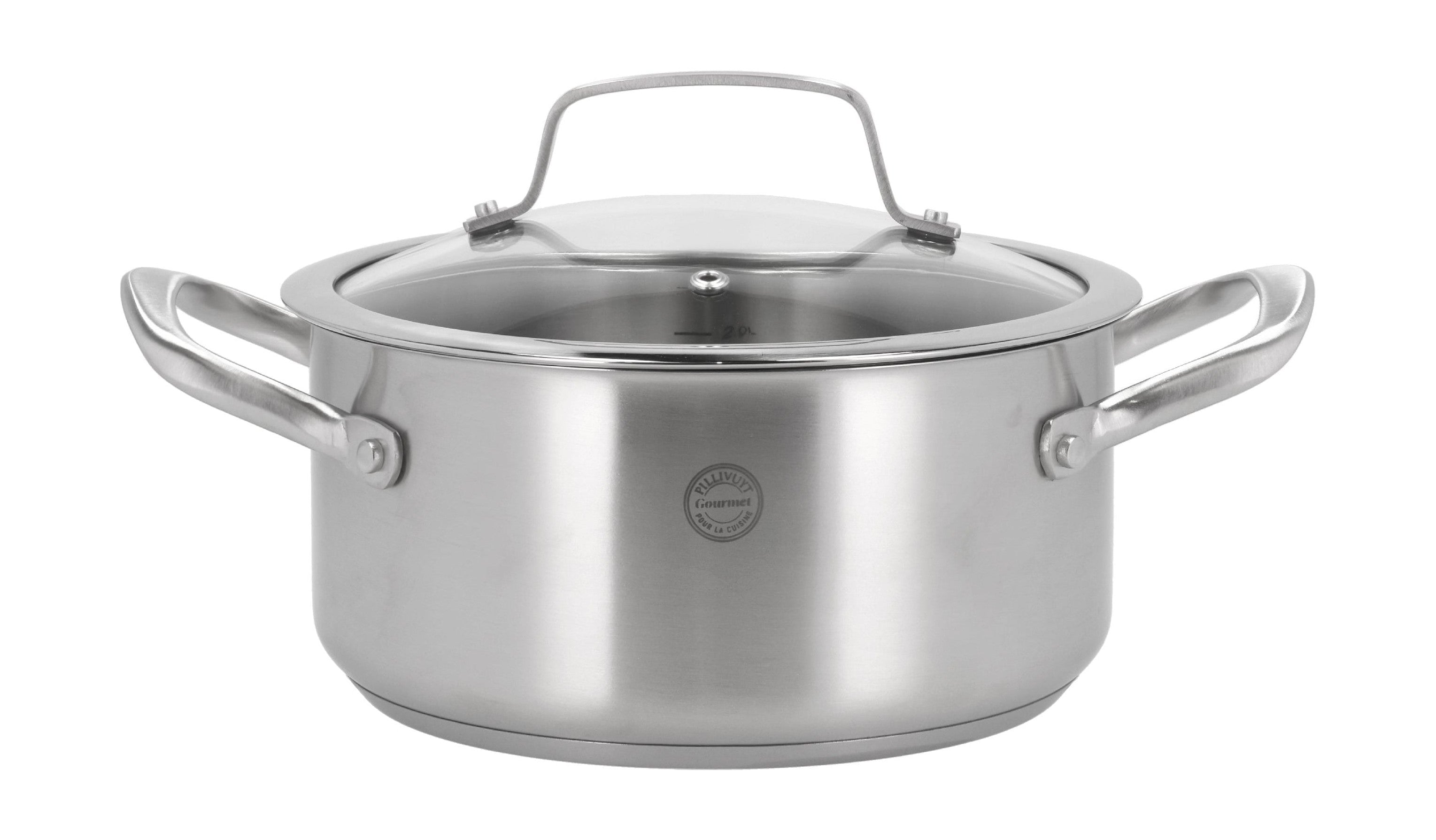 [product_category]-Pillivuyt Gourmet Roya Pot With Glass Lid ø20 Cm 3 Liter Steel-Pillivuyt Gourmet-5722000306306-30630-PIL-1