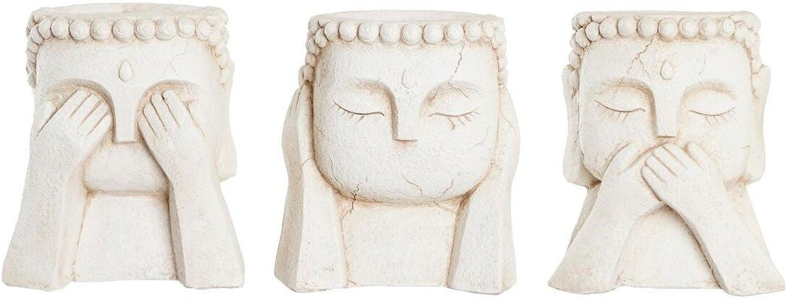 [product_category]-Planter DKD Home Decor 26 x 22 x 28,5 cm Buddha White Oriental-Bigbuy-S3040796-1