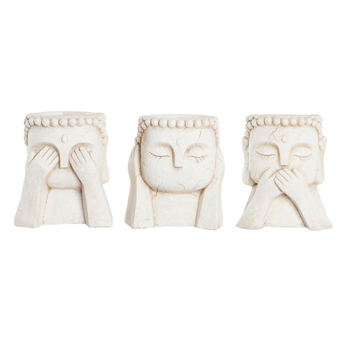 [product_category]-Planter DKD Home Decor 26 x 22 x 28,5 cm Buddha White Oriental-Bigbuy-S3040796-2