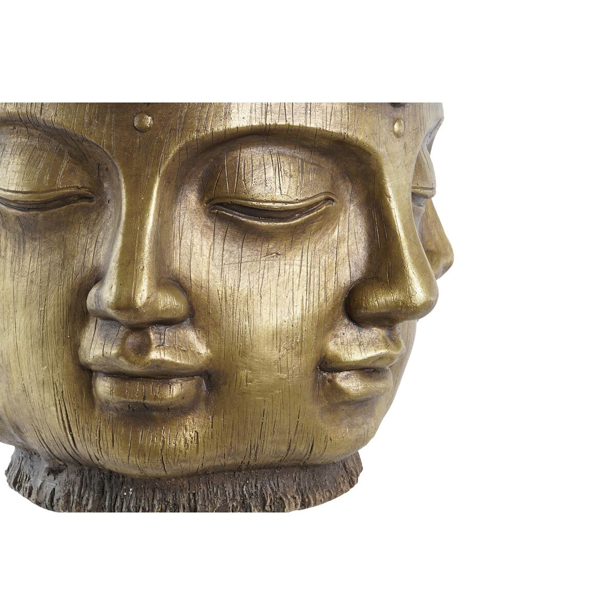 [product_category]-Planter DKD Home Decor Golden Wood Magnesium Circular Buddha Oriental-Bigbuy-S3040798-3