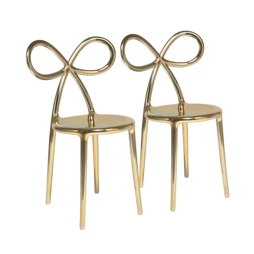 [product_category]-Qeeboo Ribbon Chair Metal Finish By Nika Zupanc Set Of 2, Gold-Qeeboo-8052049051705-80002GO-QEE-2