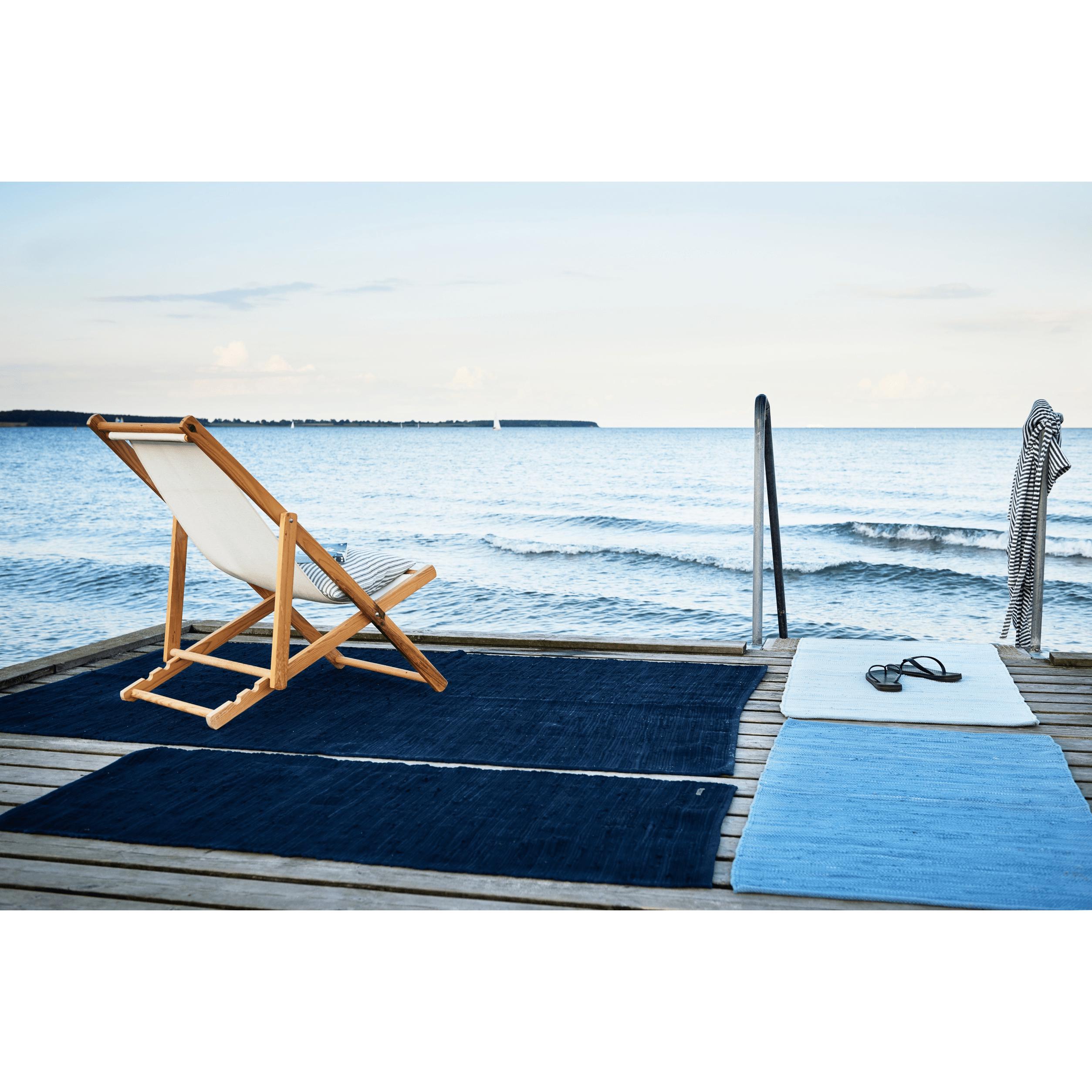 Rug Solid Cotton Rug Deep Ocean Blue, 140 X 200 Cm