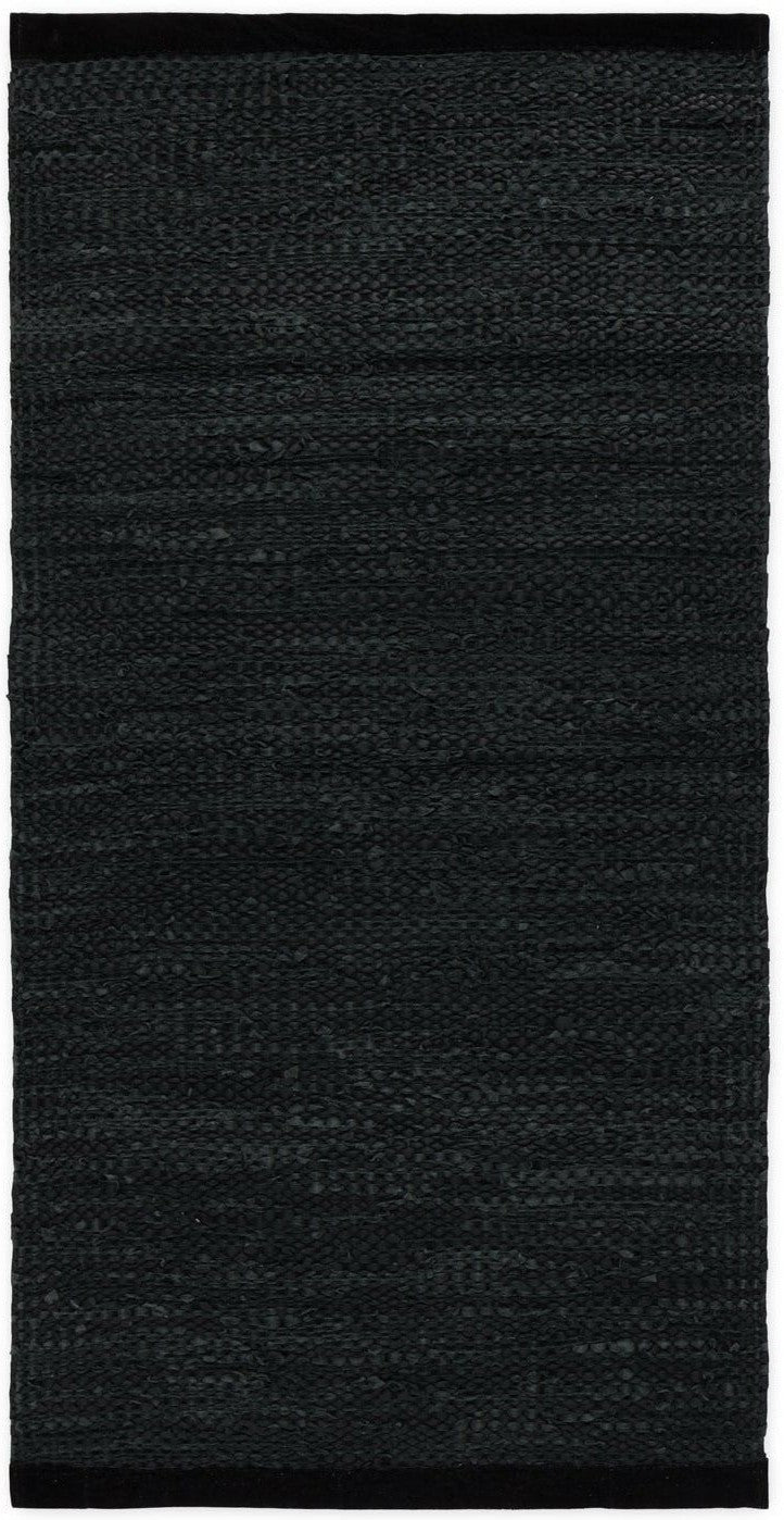 Tapis en cuir massif noir, 75 x 300 cm