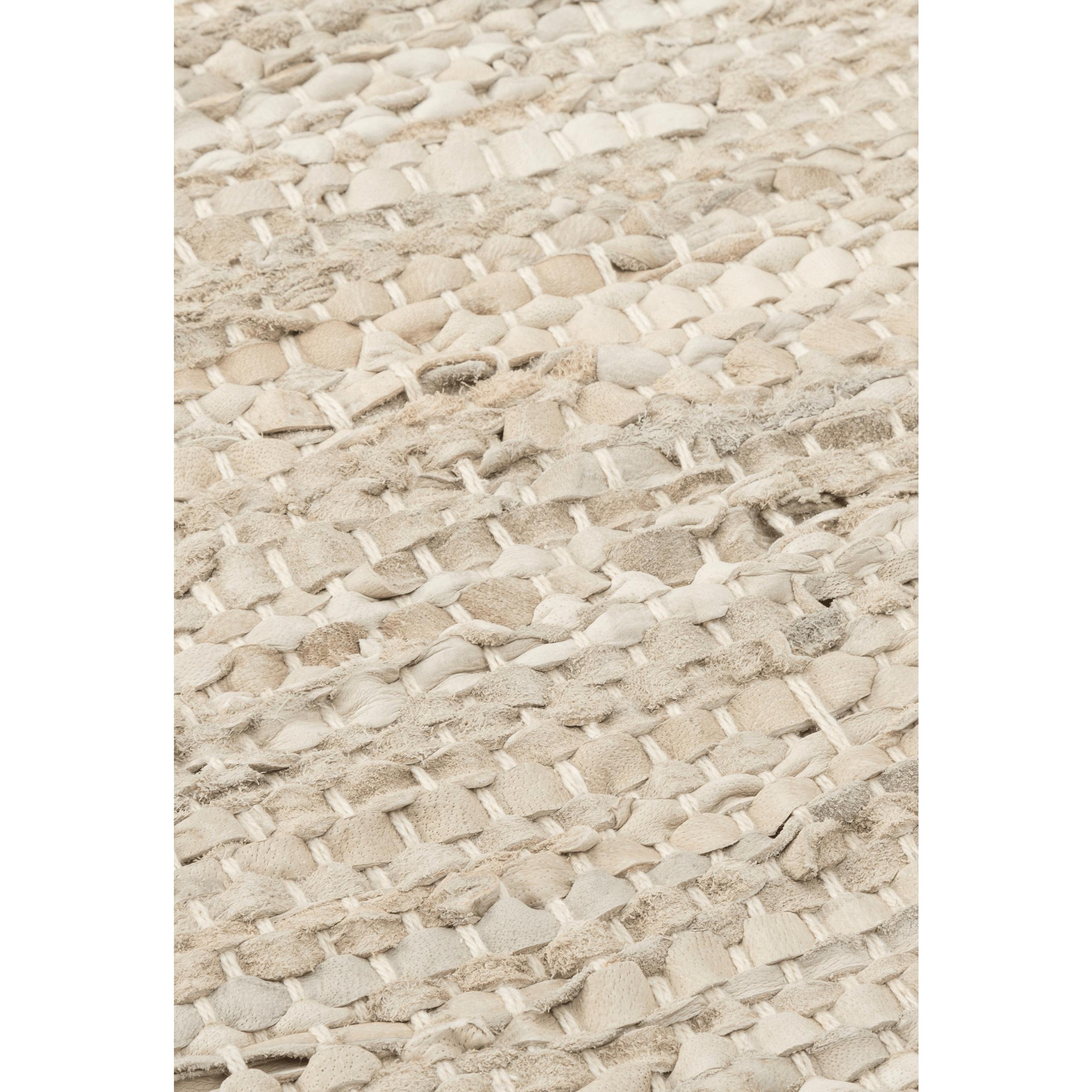 Alfombra de cuero sólido beige, 75 x 300 cm